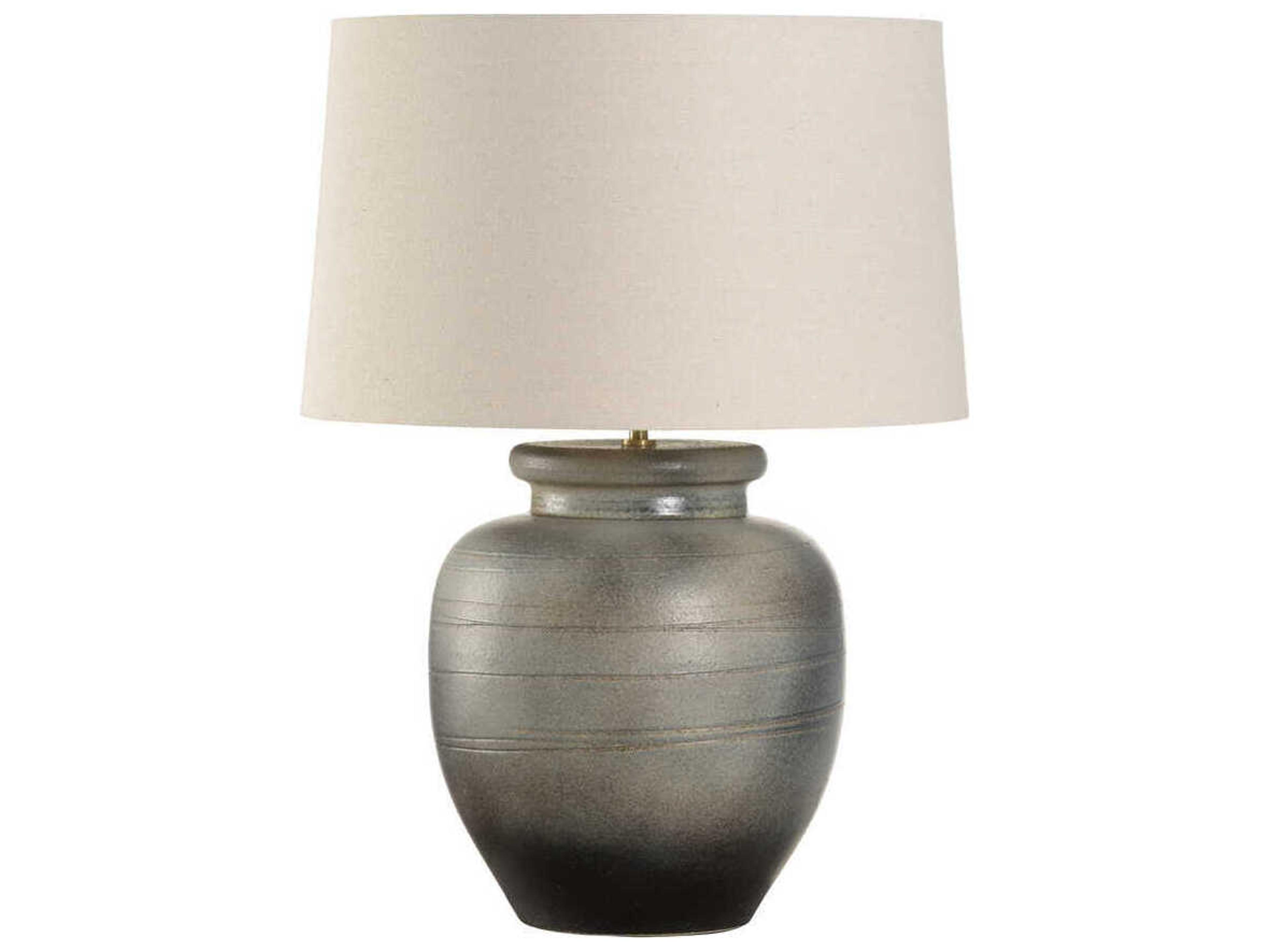 Wildwood Shiga Ayaka Grayish Green Tan Linen Buffet Lamp