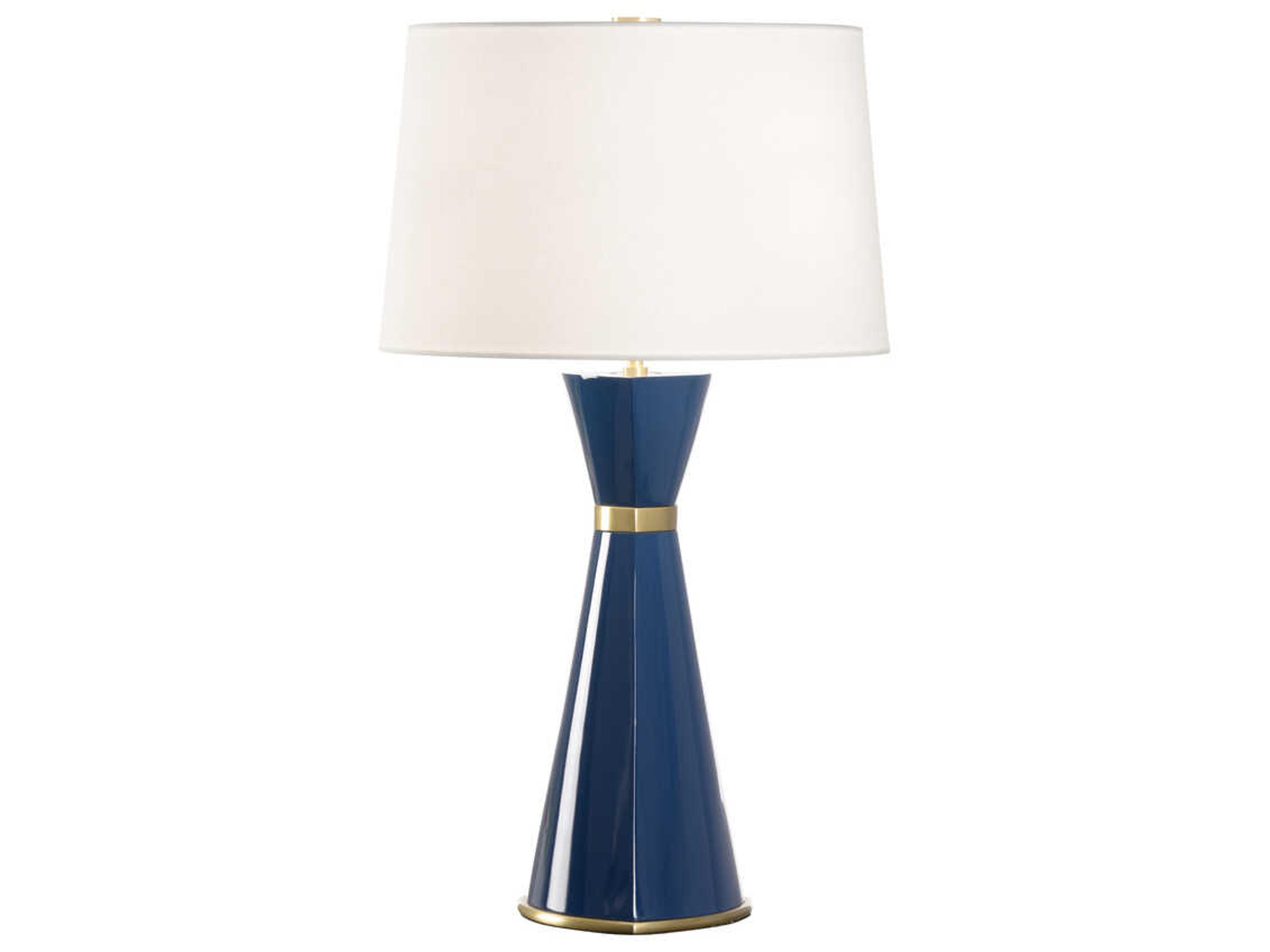 Wildwood Zuri Blue Antique Brass Off White Linen Buffet Lamp
