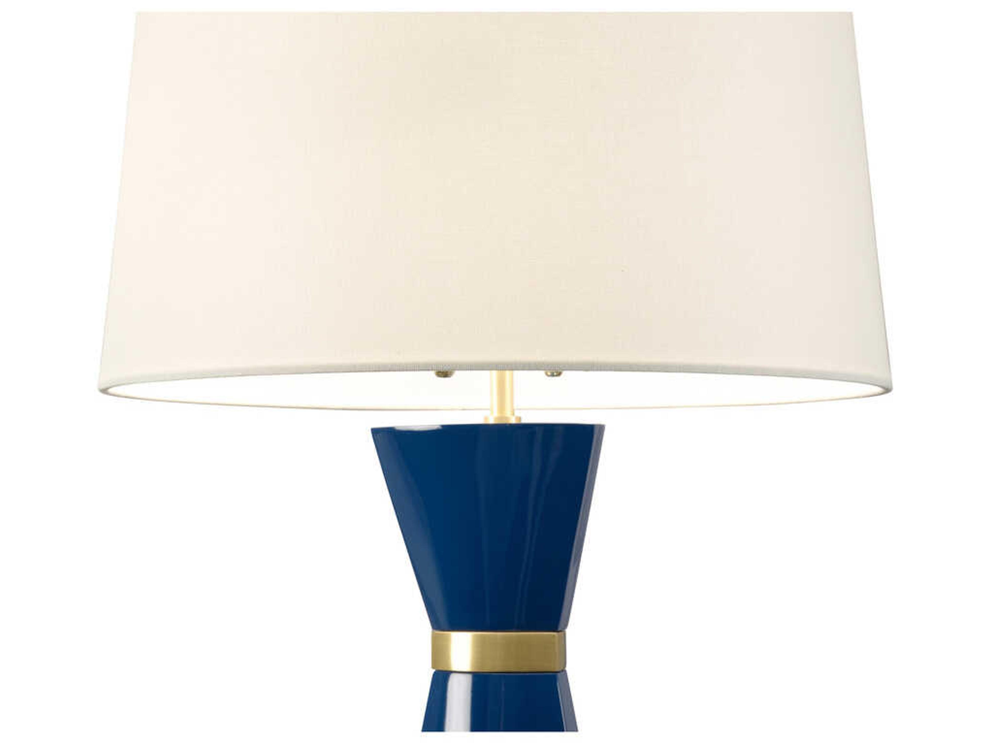 Wildwood Zuri Blue Antique Brass Off White Linen Buffet Lamp