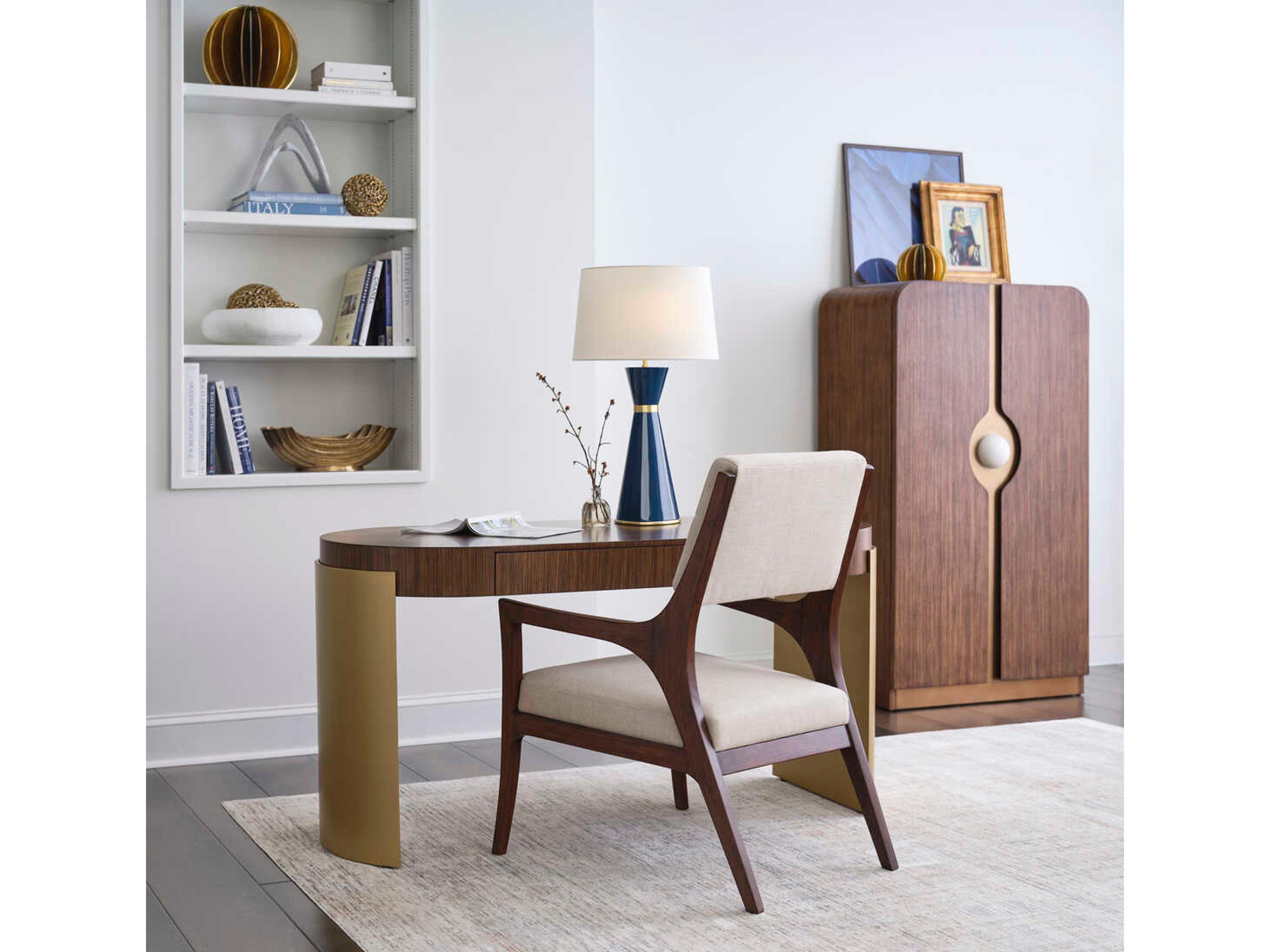 Wildwood Zuri Blue Antique Brass Off White Linen Buffet Lamp