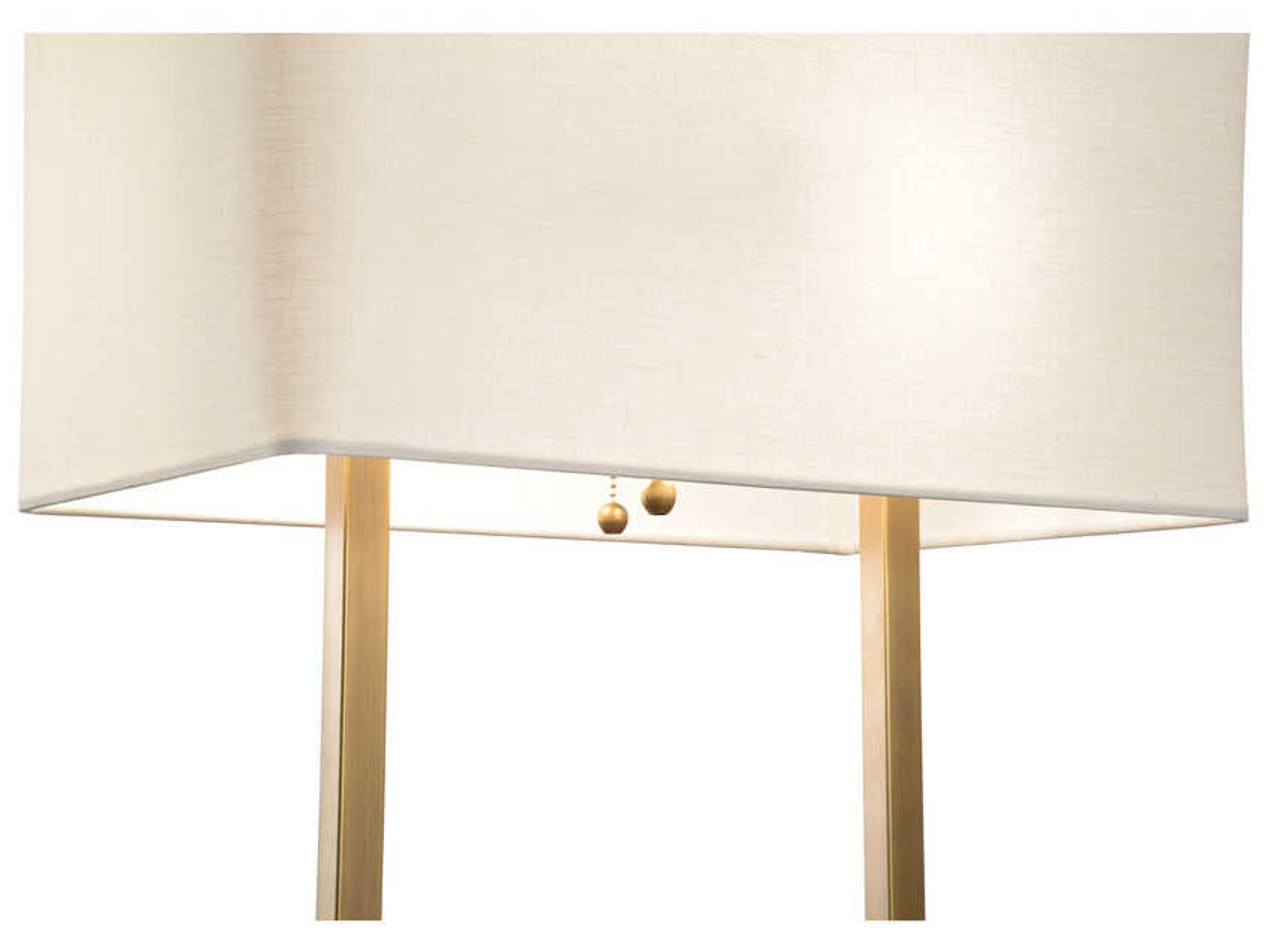 Wildwood Hayes Walnut Antique Brass Off White Linen Buffet Lamp