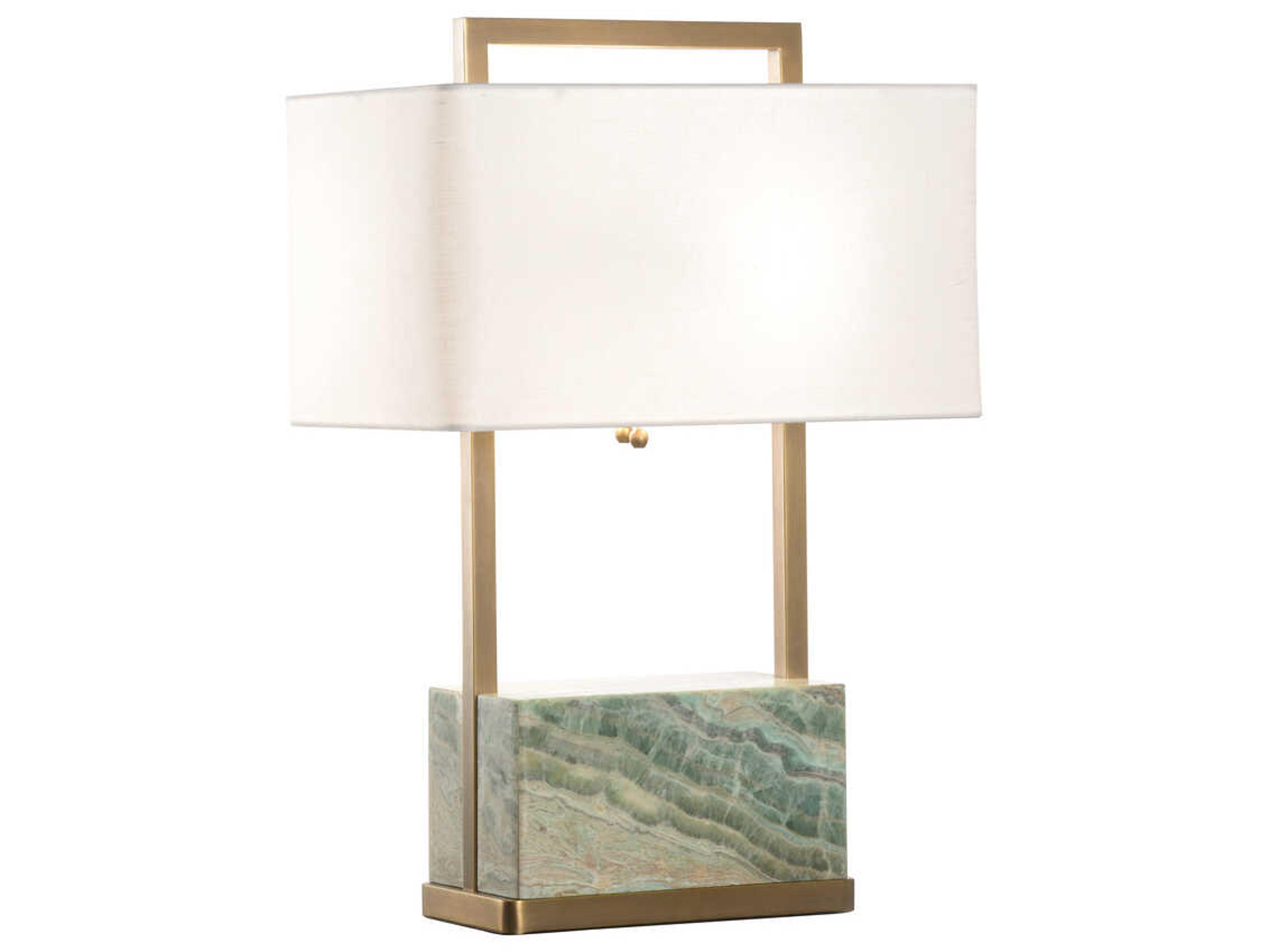 Wildwood Paris Natural Green Antique Brass Off White Linen Buffet Lamp