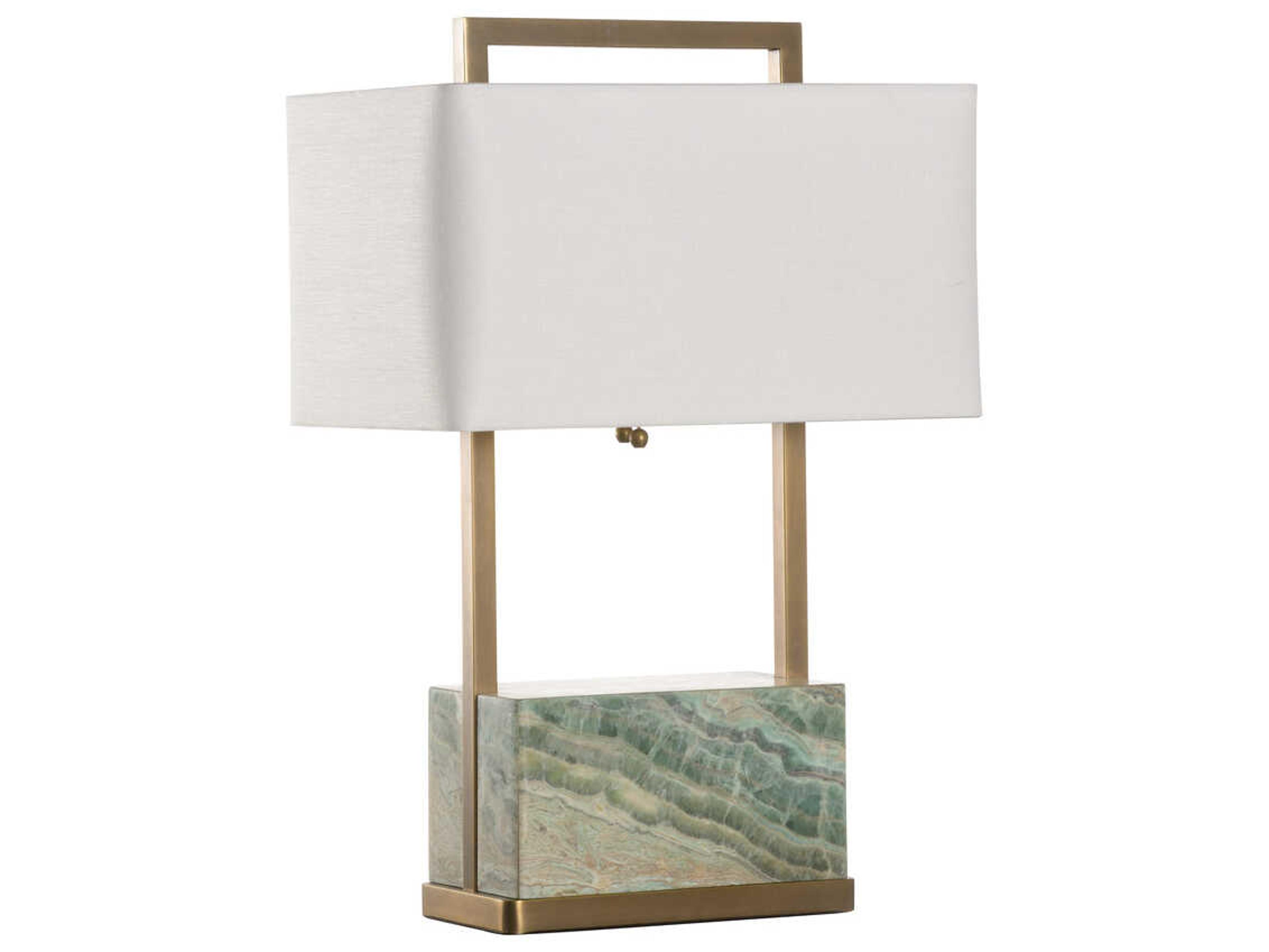 Wildwood Paris Natural Green Antique Brass Off White Linen Buffet Lamp