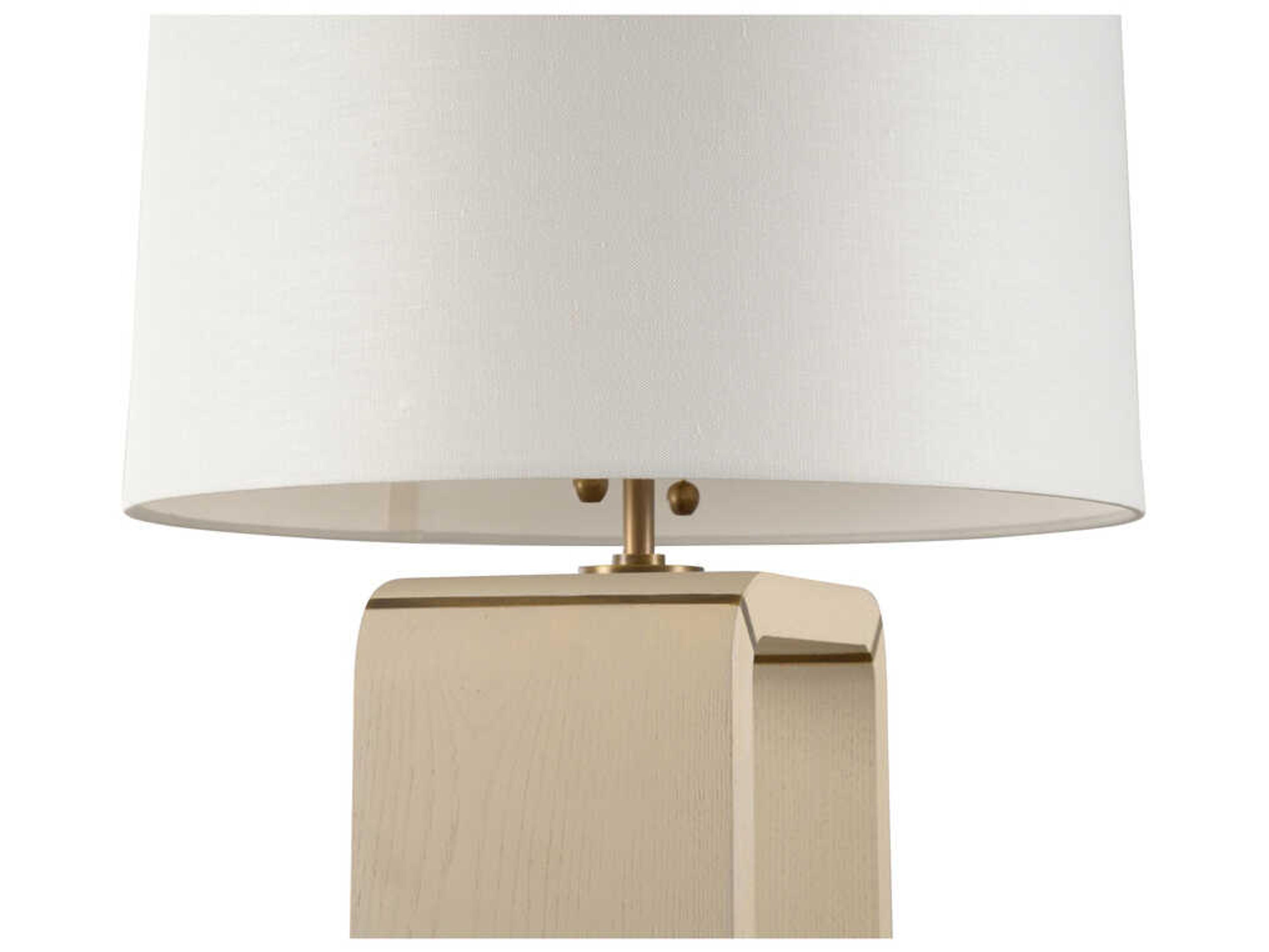 Wildwood Oak Island Taupe Antique Brass Off White Linen Buffet Lamp