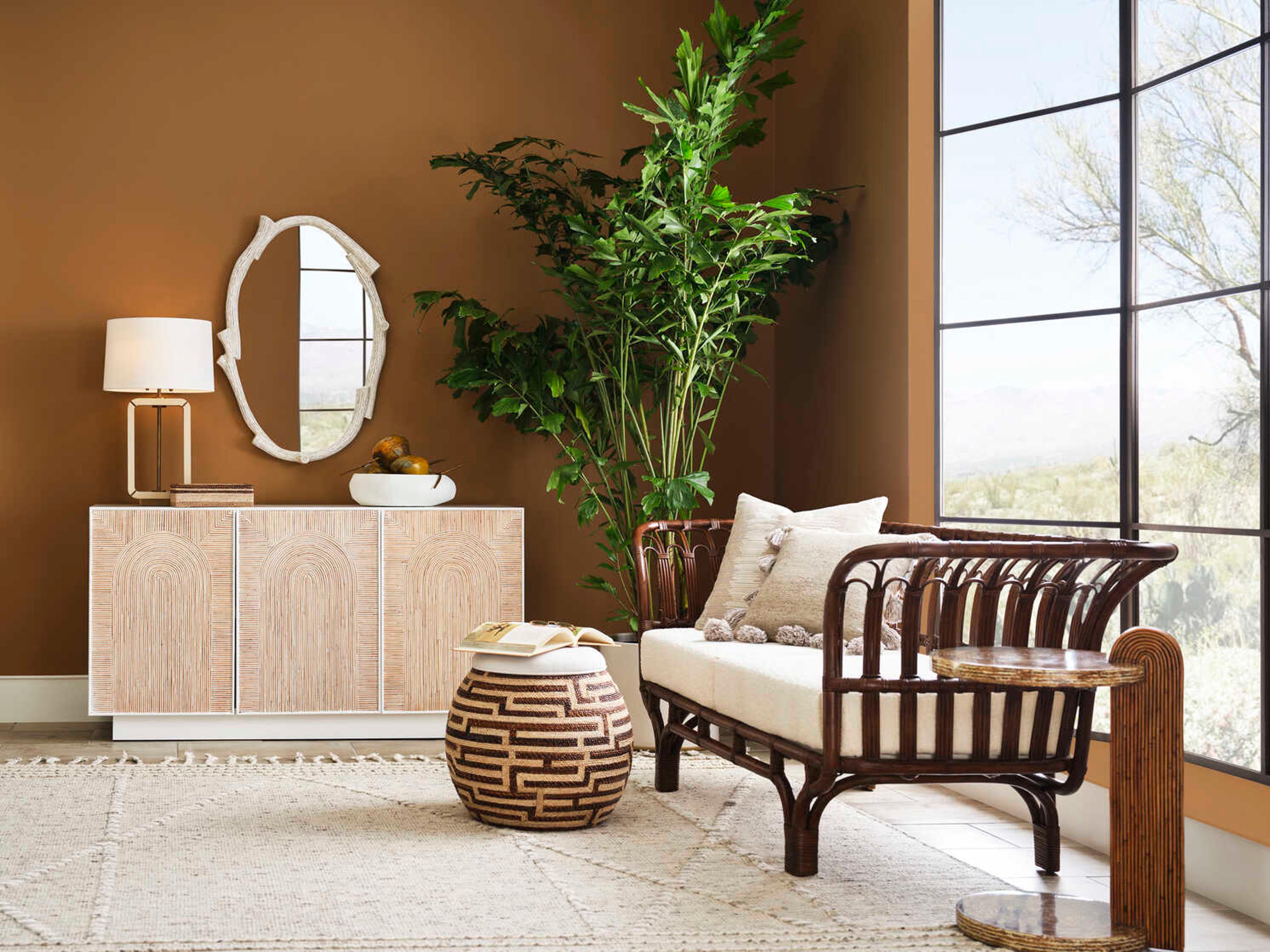 Wildwood Oak Island Taupe Antique Brass Off White Linen Buffet Lamp