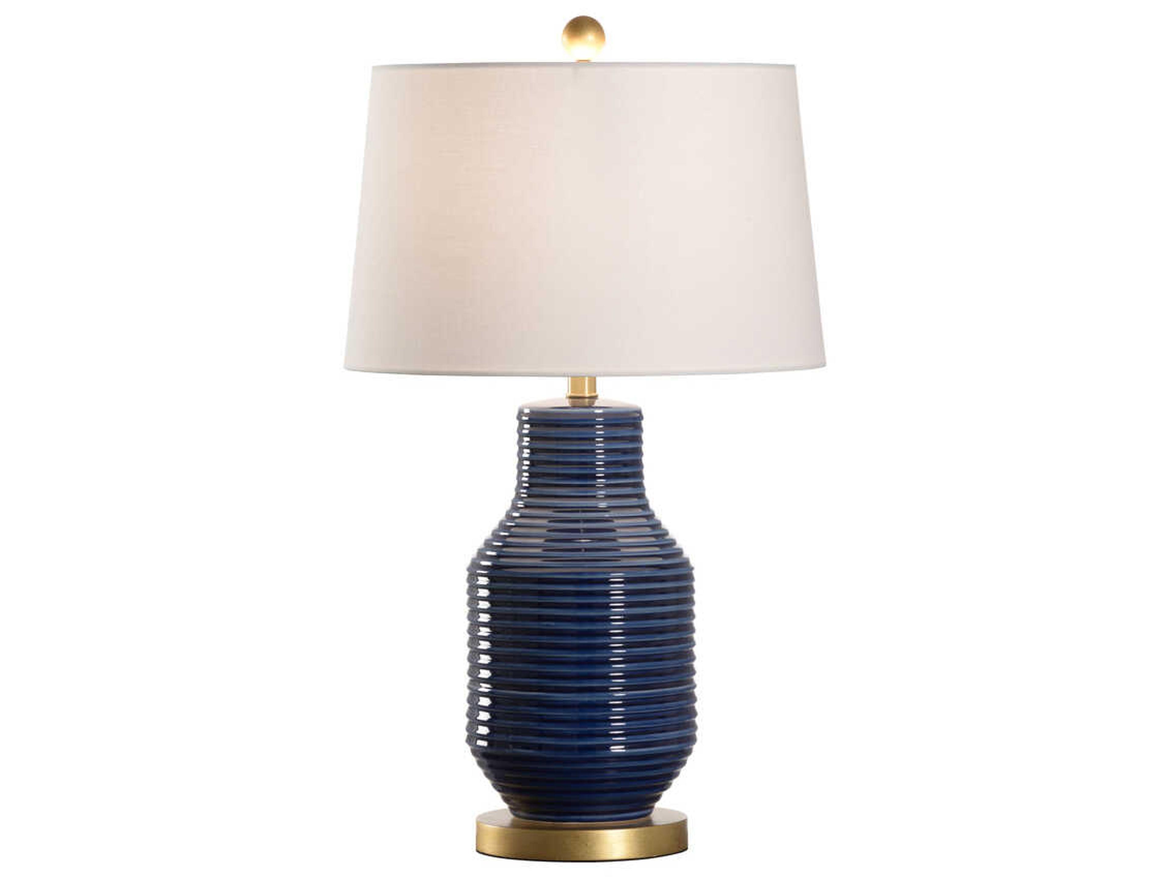 Wildwood Lydia Blue Glaze Off White Linen Buffet Lamp