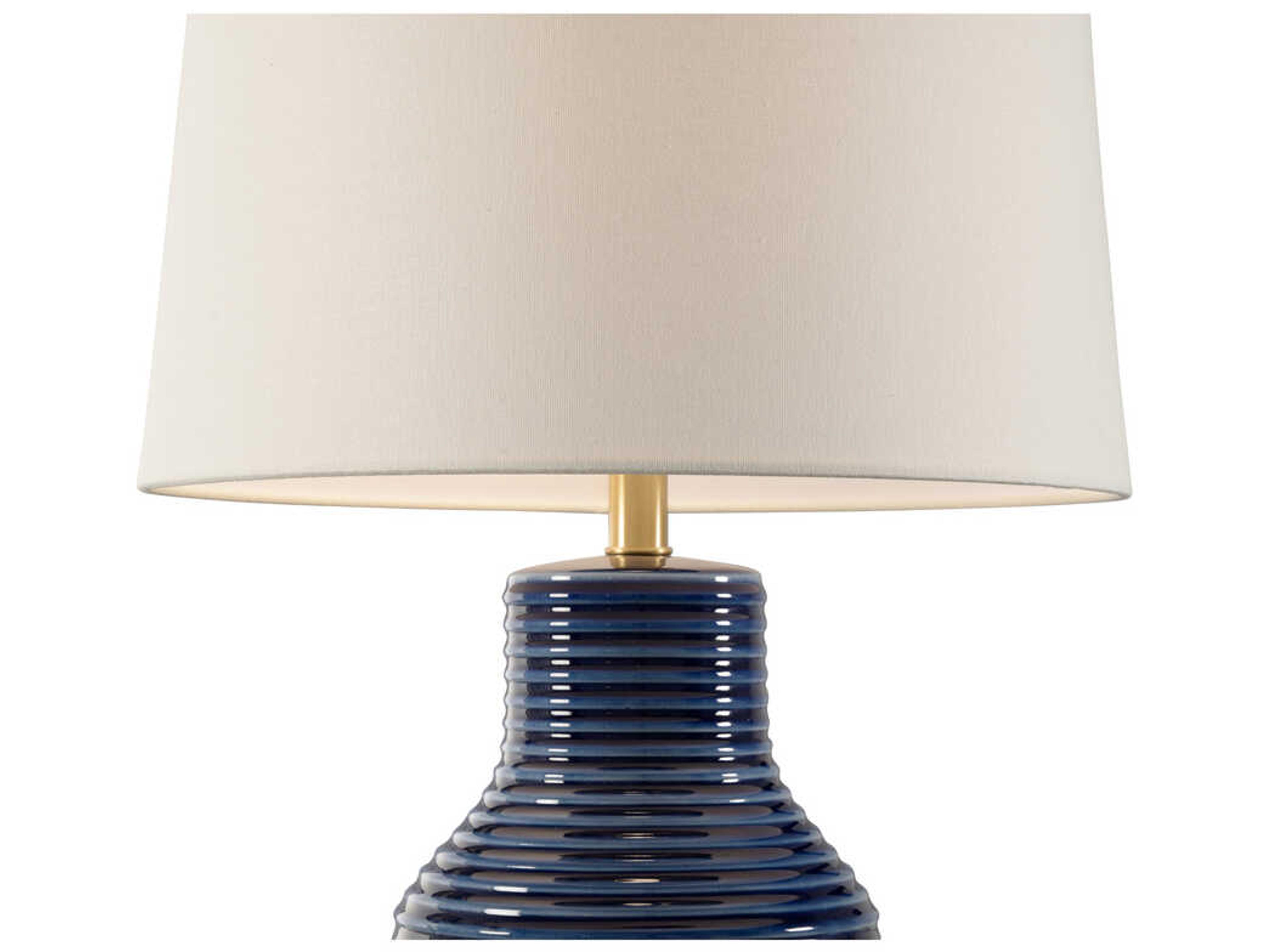 Wildwood Lydia Blue Glaze Off White Linen Buffet Lamp