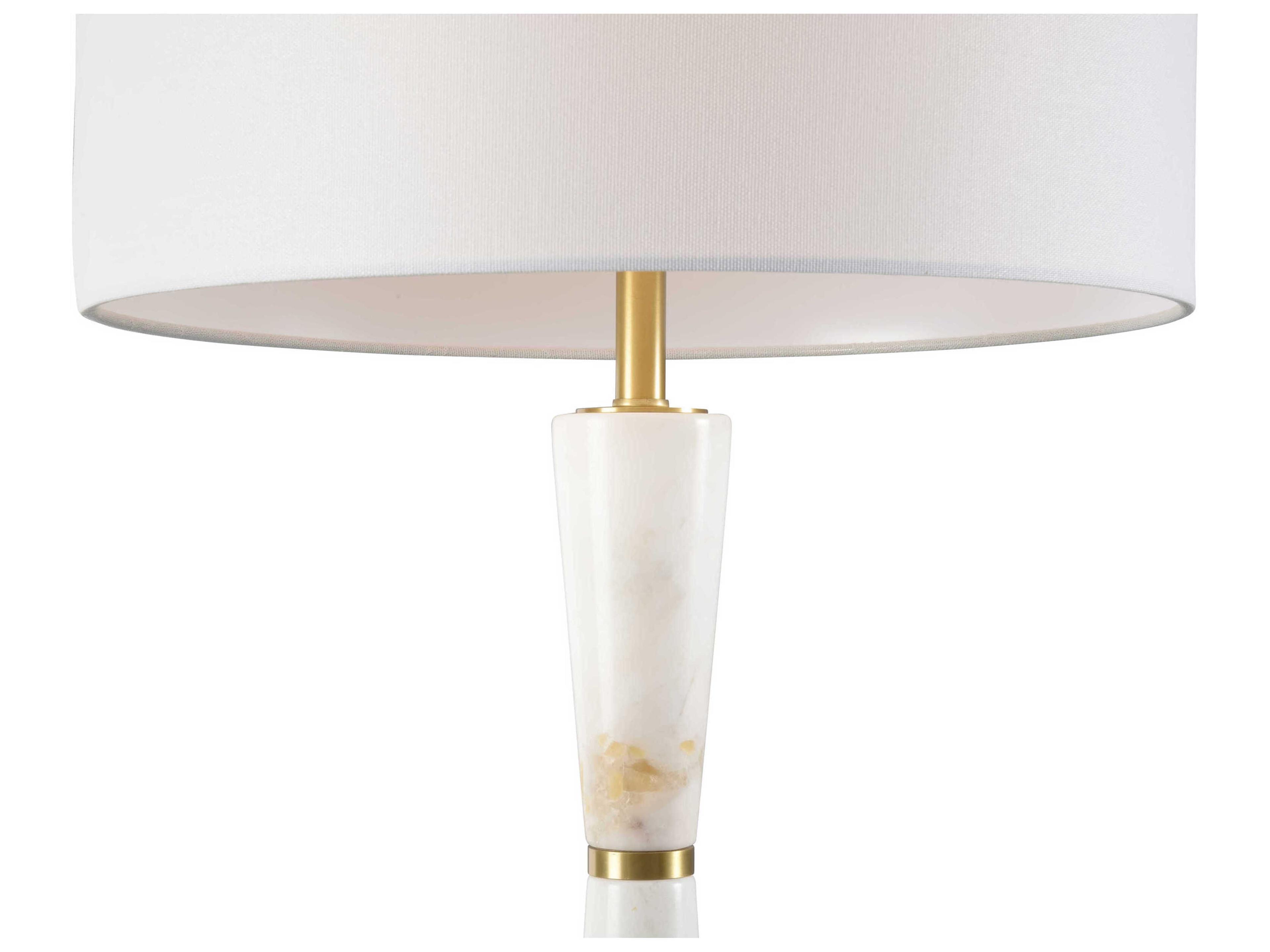 Wildwood Guinevere Natural White Antique Brass Off Linen Buffet Lamp