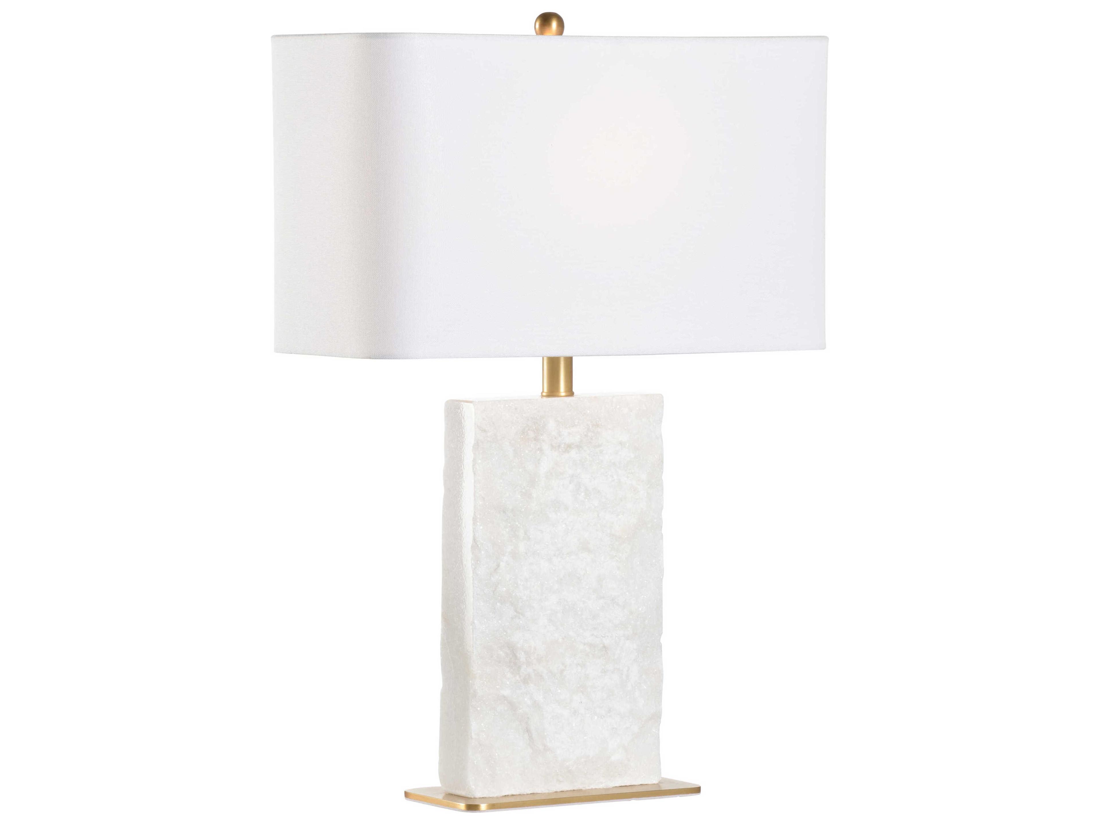 Gwen Natural White Antique Brass Off Linen Buffet Lamp
