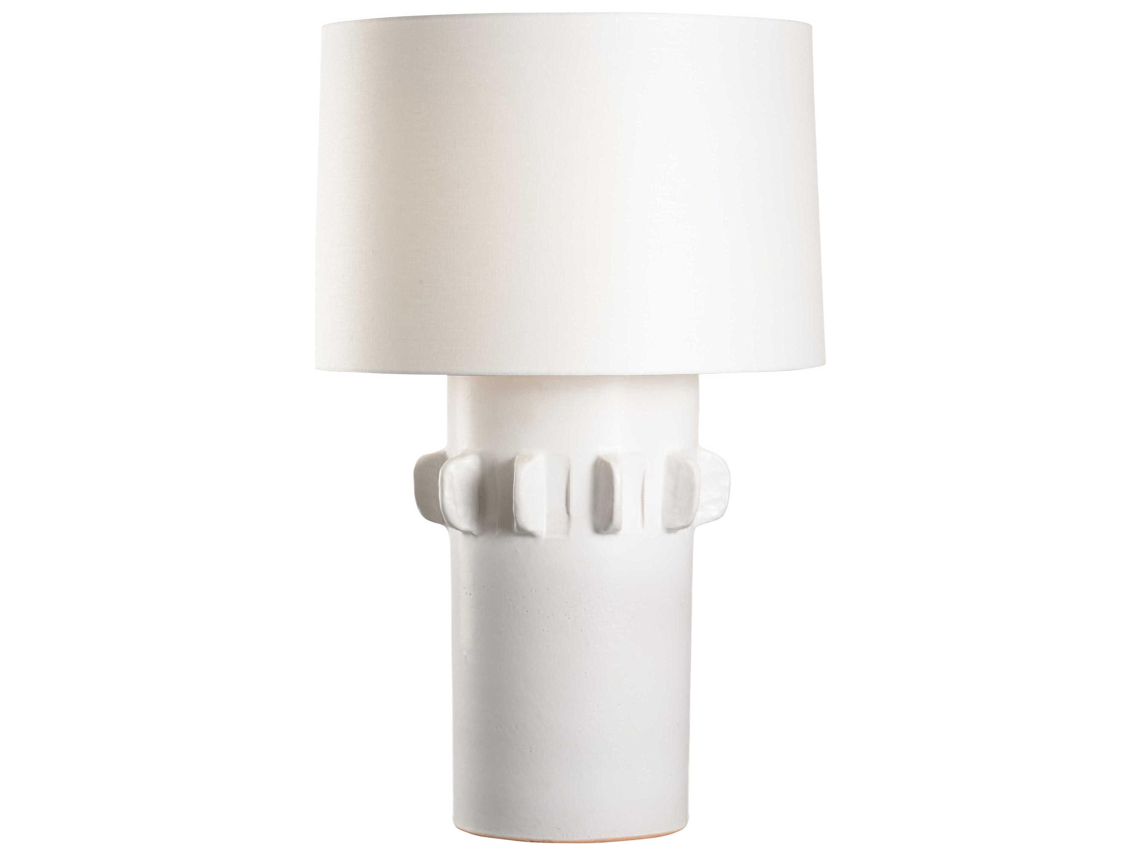 Wildwood Olla Matte White Off Linen Buffet Lamp