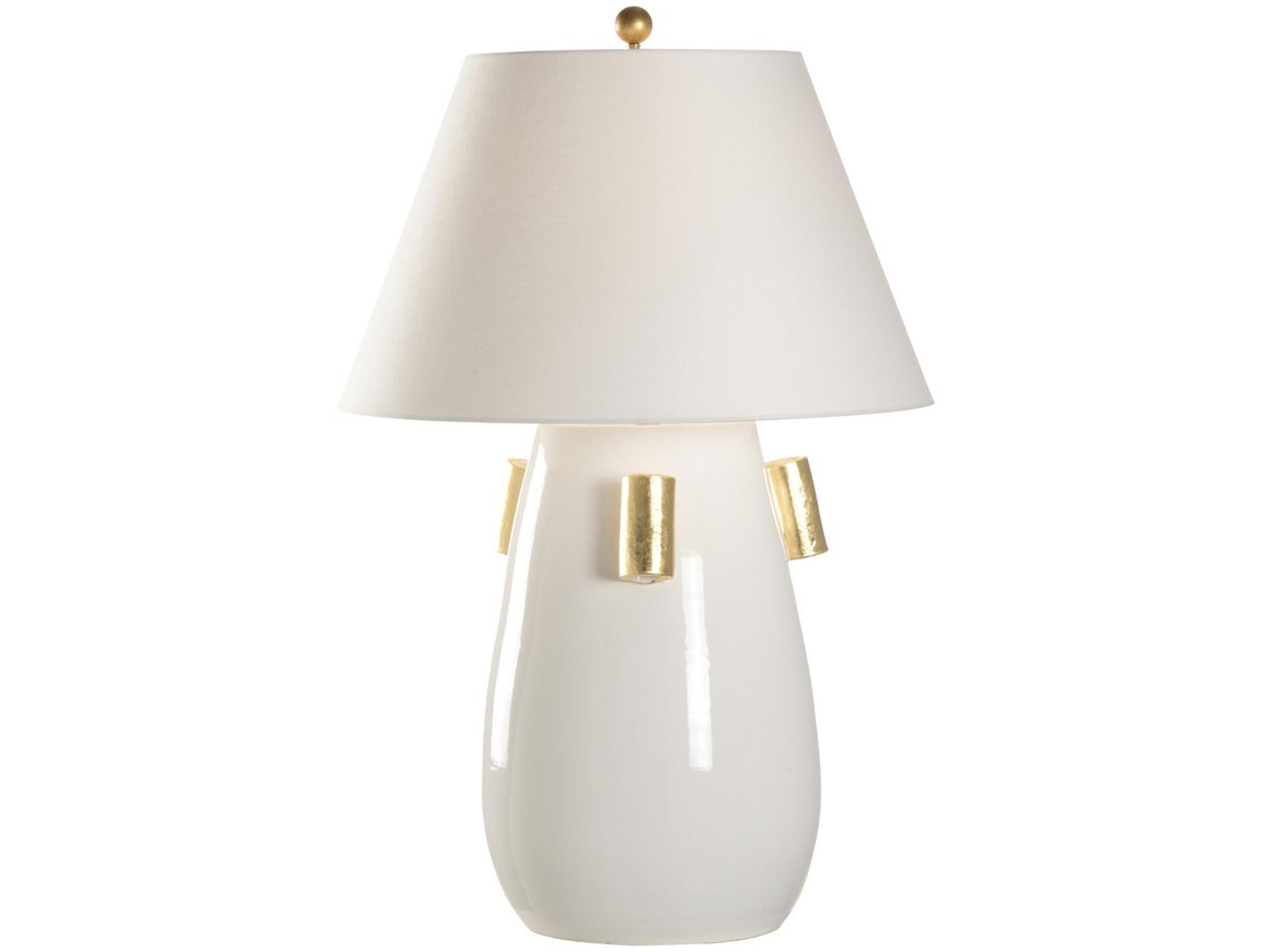 Wildwood Blanco White Gold Leaf Off Linen Buffet Lamp
