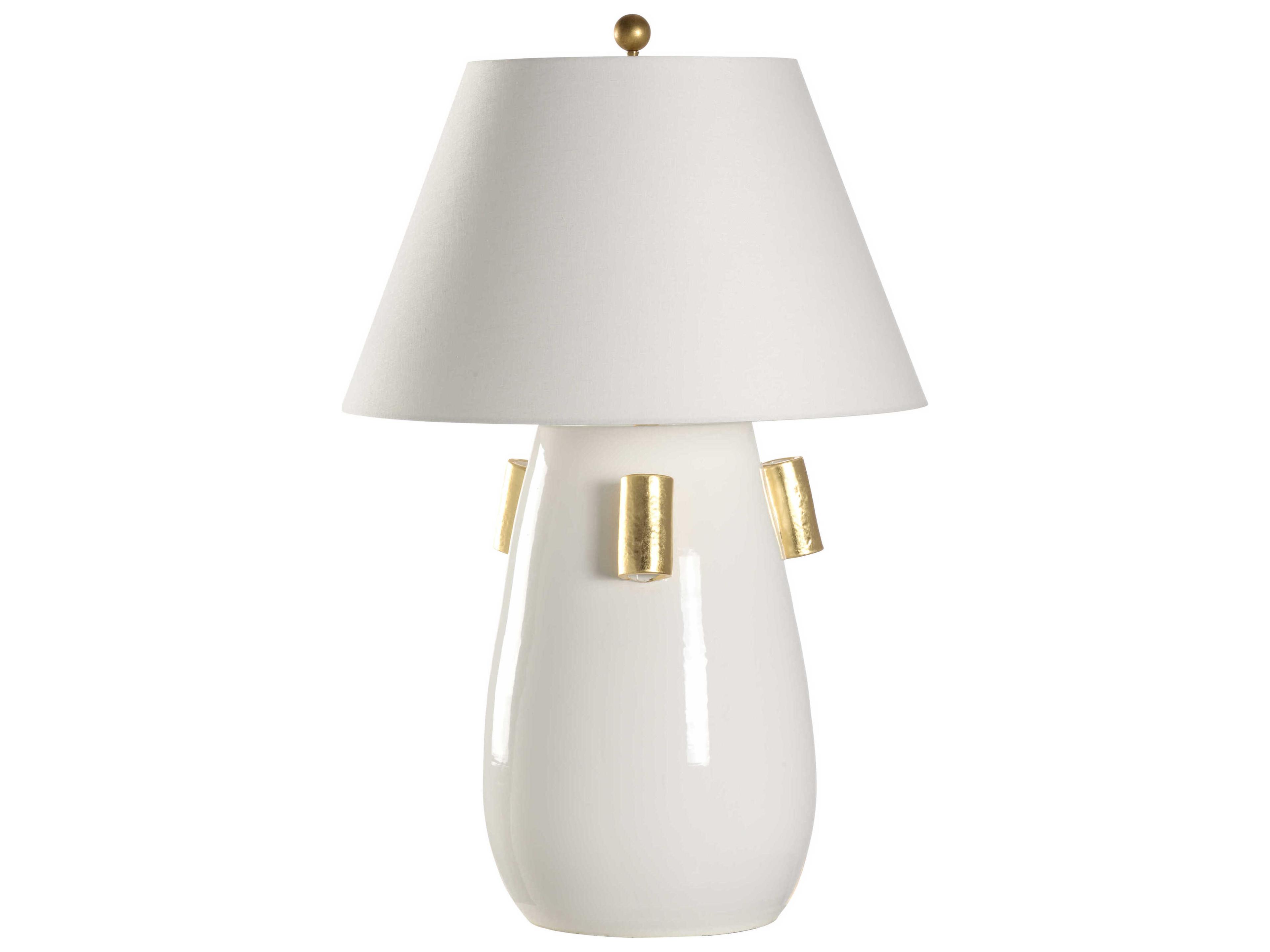 Wildwood Blanco White Gold Leaf Off Linen Buffet Lamp