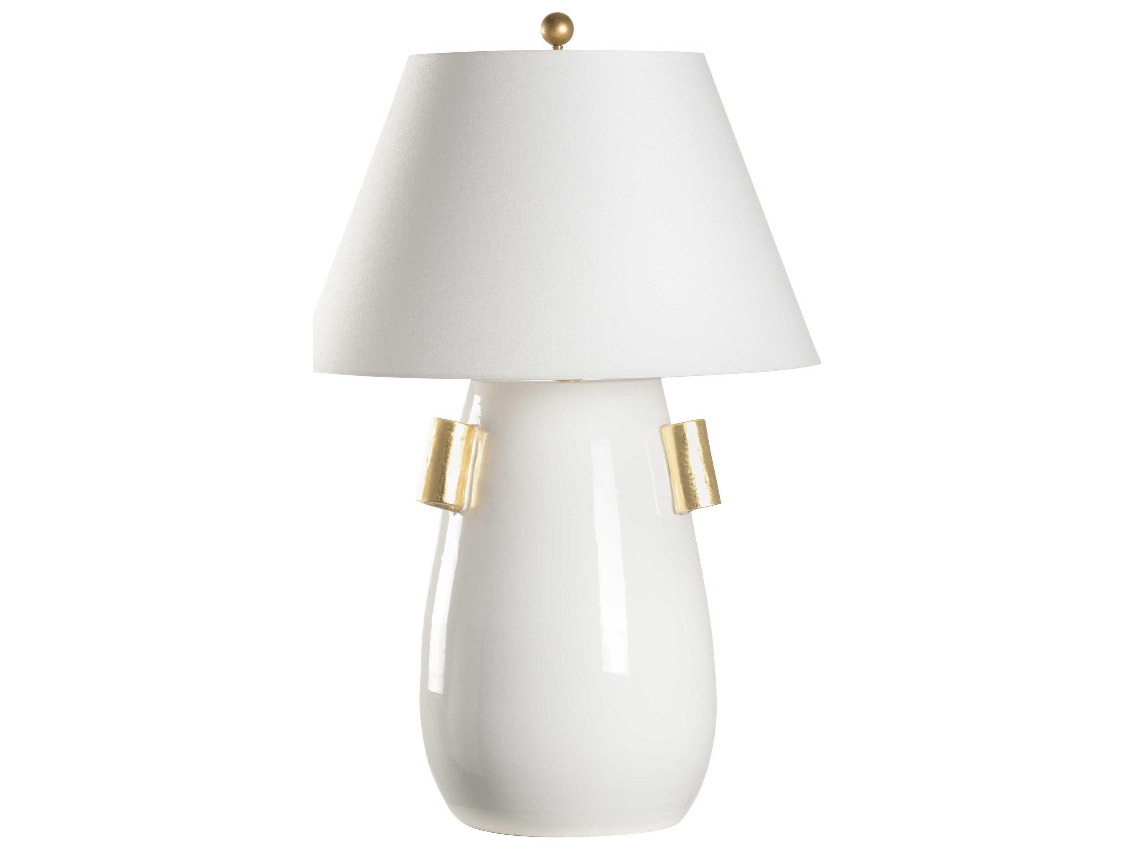 Wildwood Blanco White Gold Leaf Off Linen Buffet Lamp