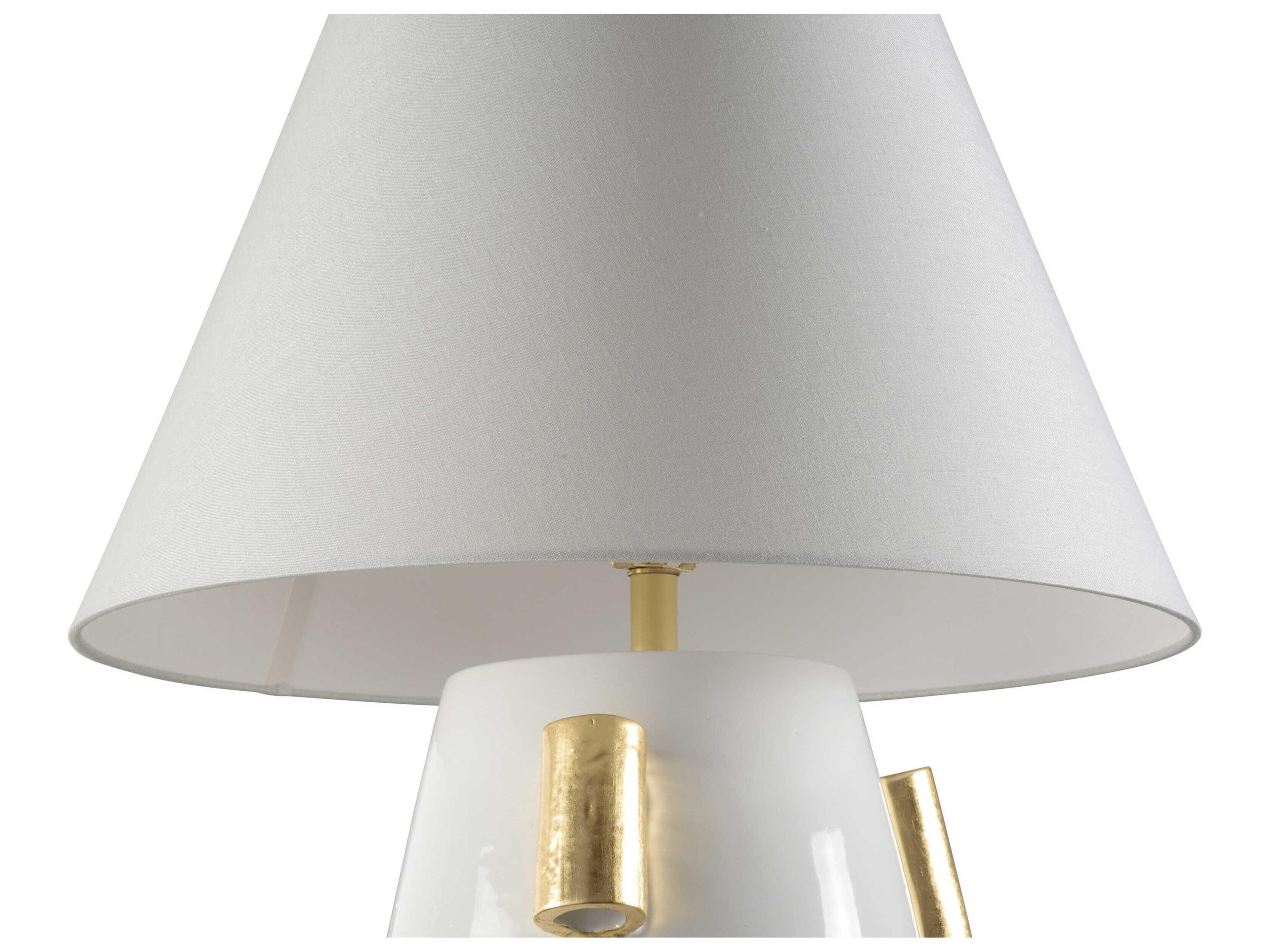 Wildwood Blanco White Gold Leaf Off Linen Buffet Lamp