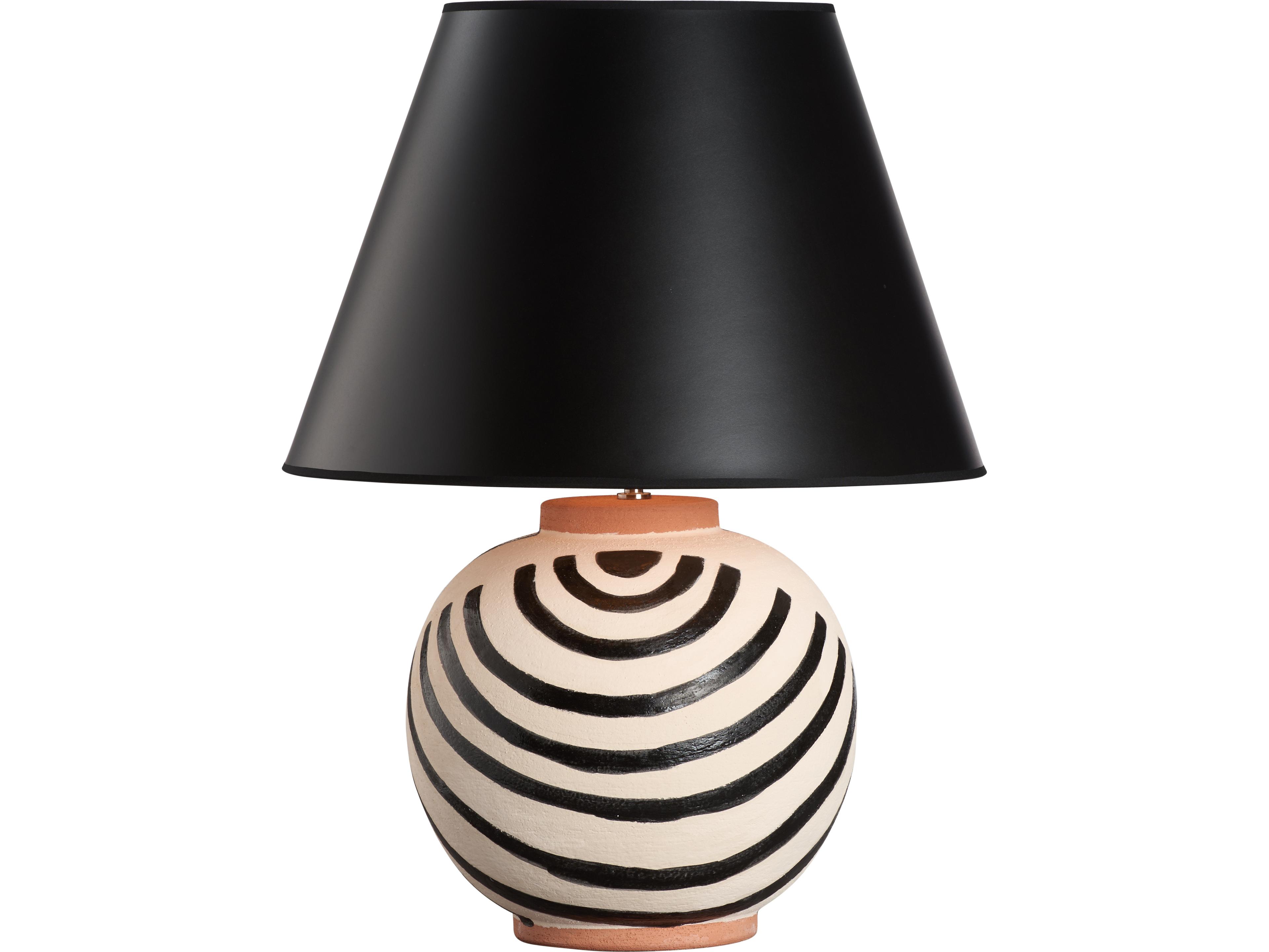 Wildwood Black White Handpainted Table Lamp