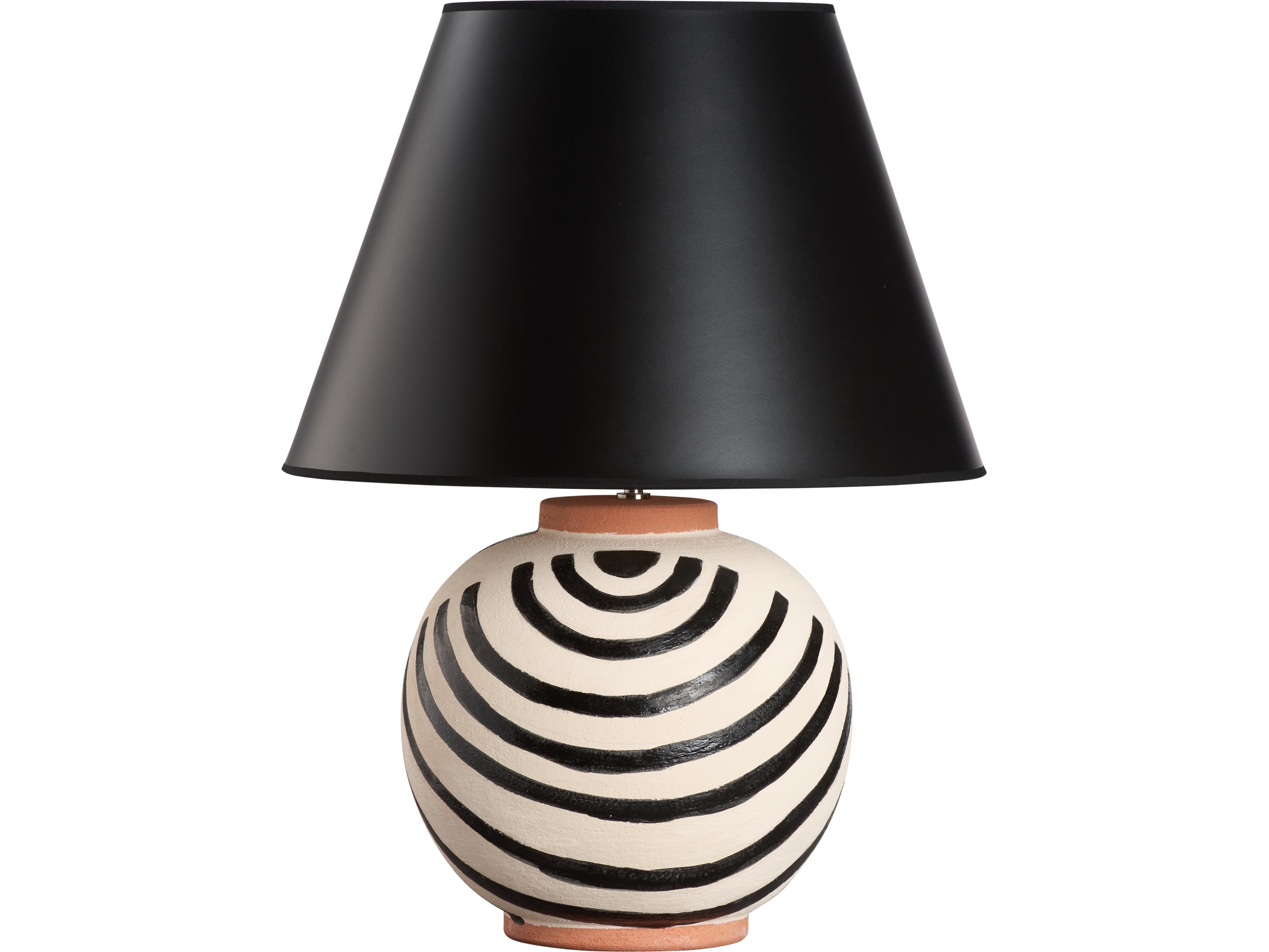 Wildwood Black White Handpainted Table Lamp