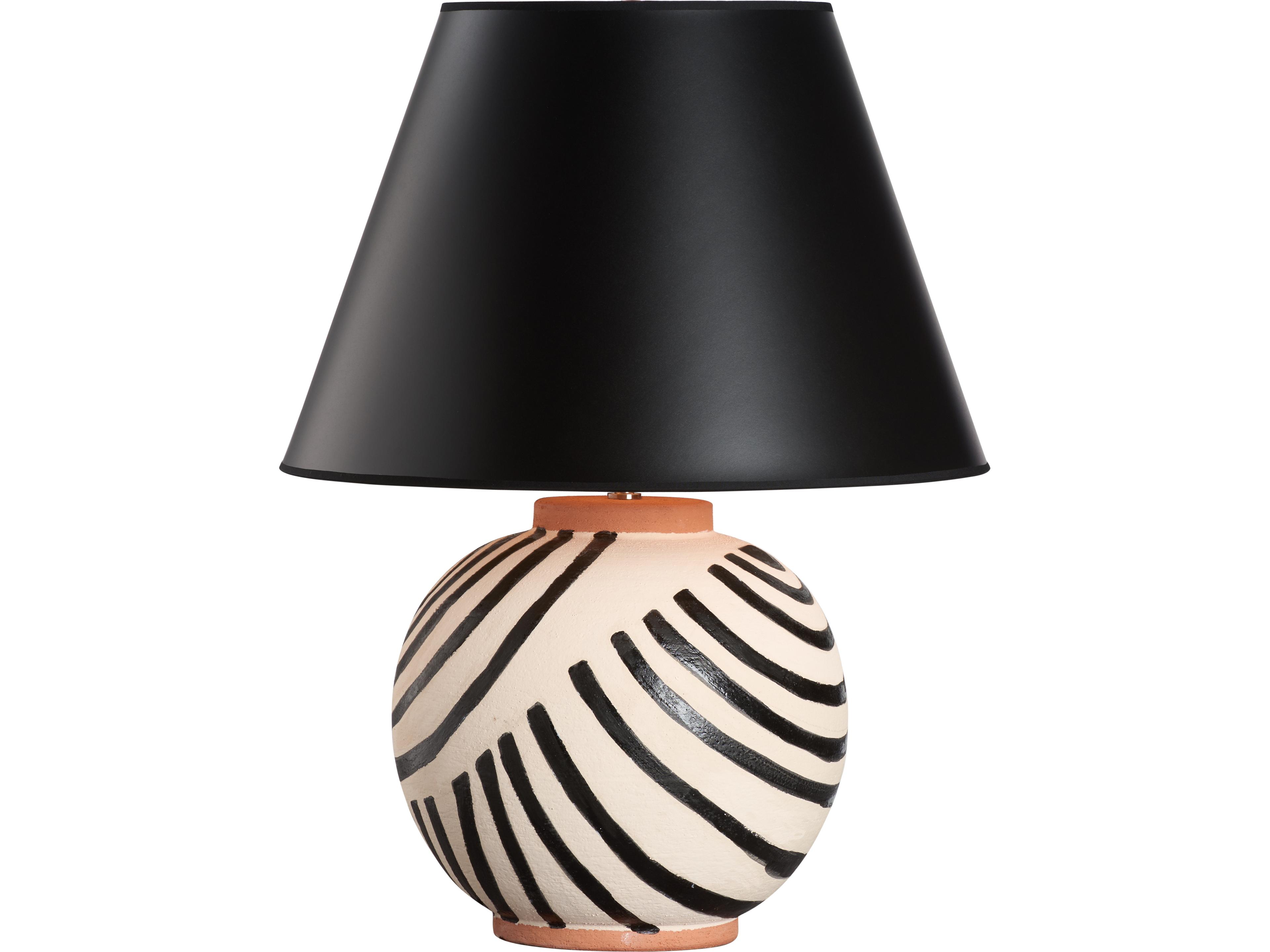 Wildwood Black White Handpainted Table Lamp