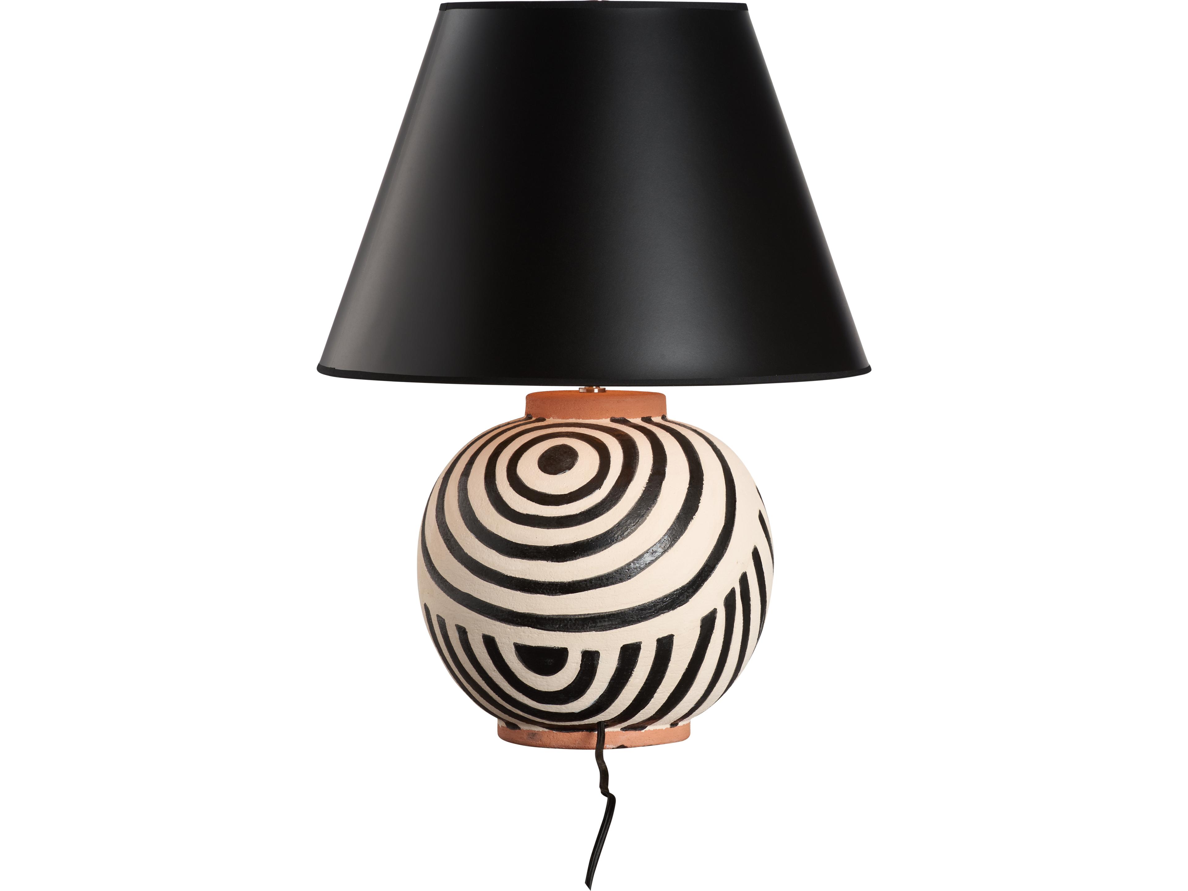 Wildwood Black White Handpainted Table Lamp