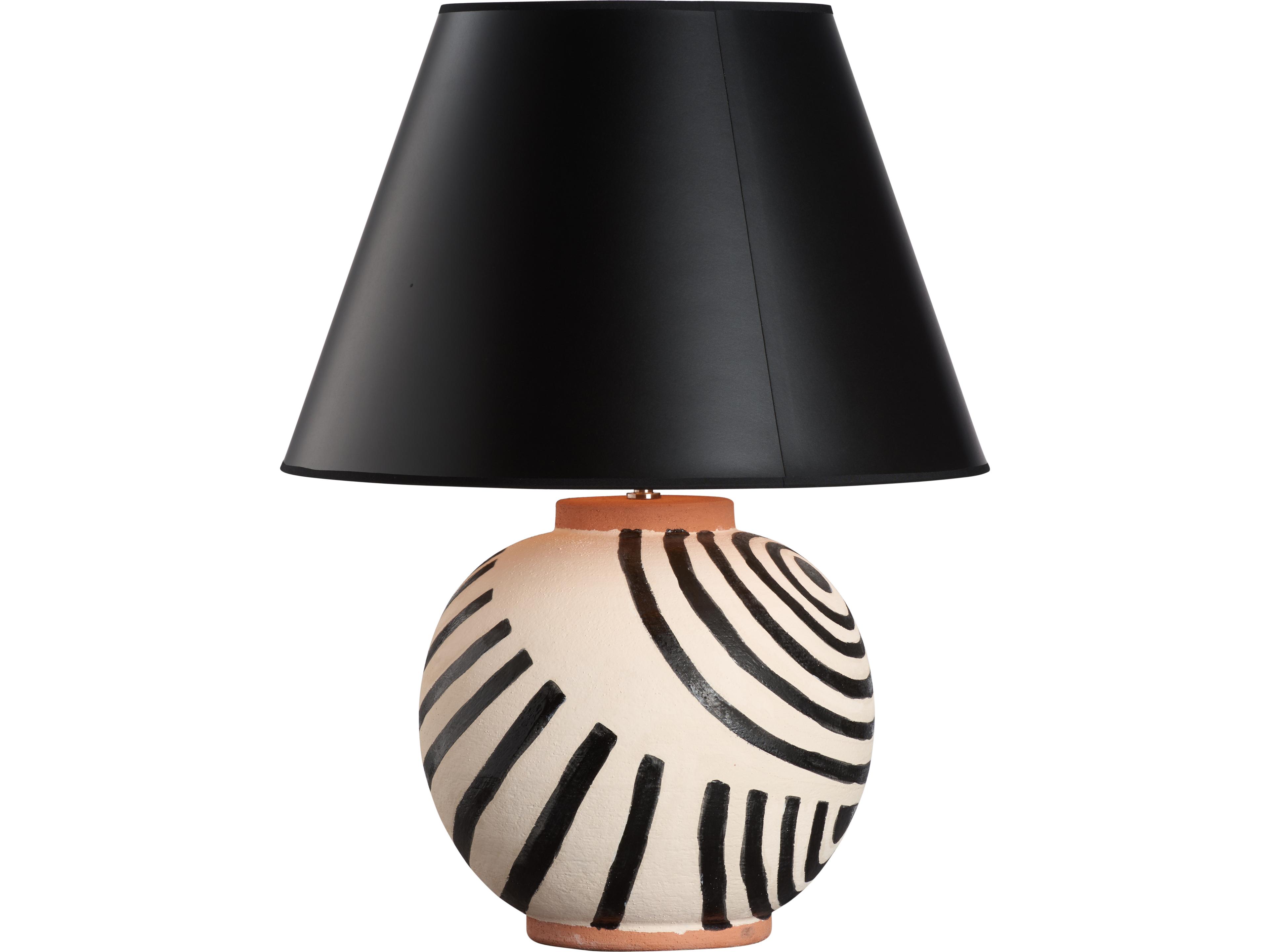 Wildwood Black White Handpainted Table Lamp