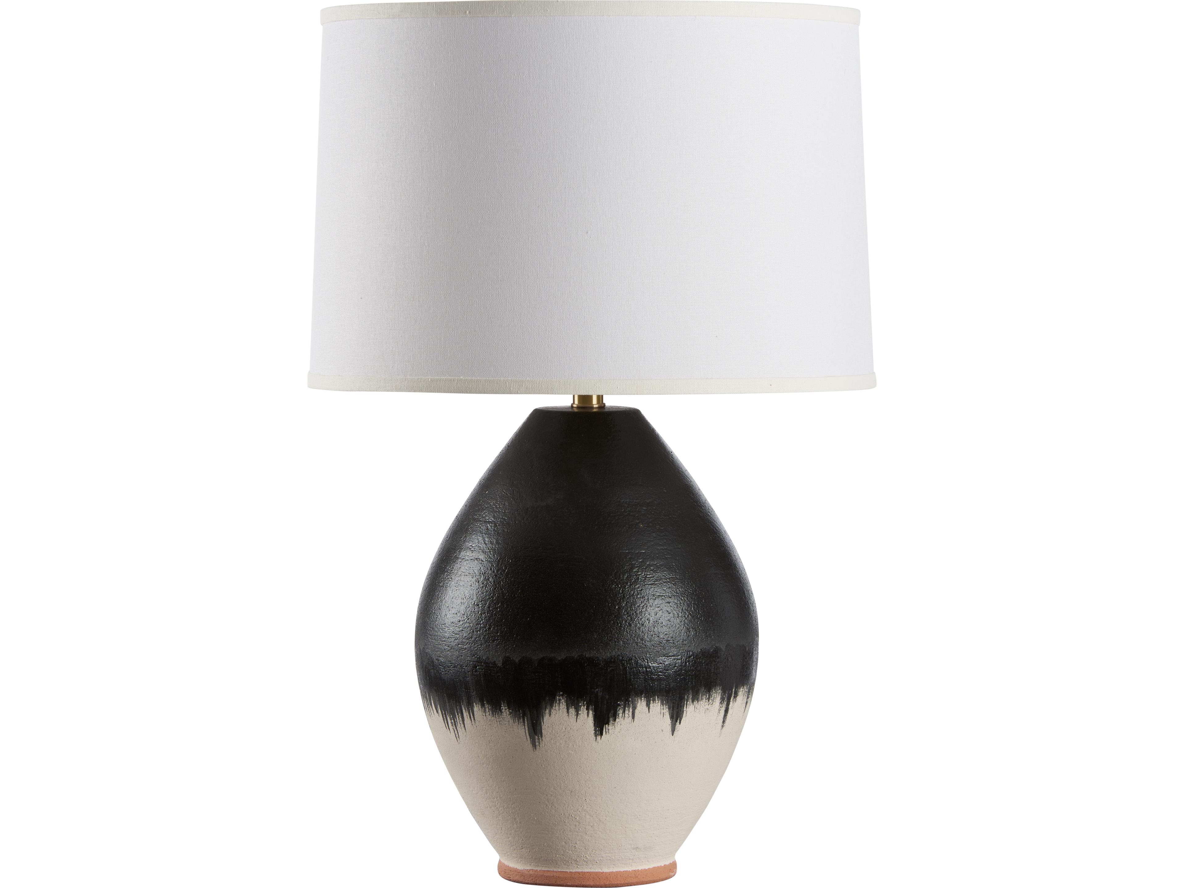 Wildwood Black White Drip Reactive Glaze Table Lamp