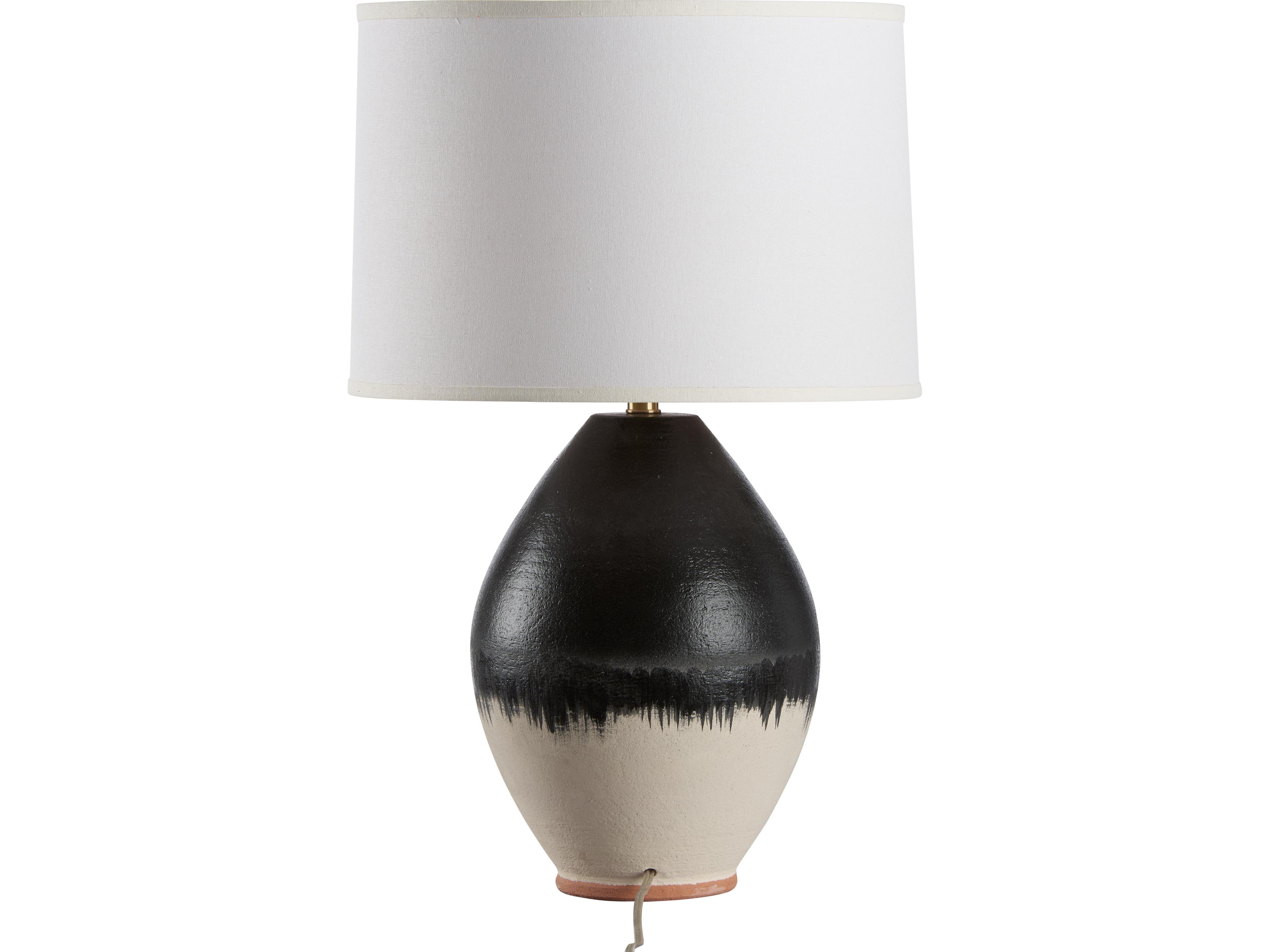 Wildwood Black White Drip Reactive Glaze Table Lamp