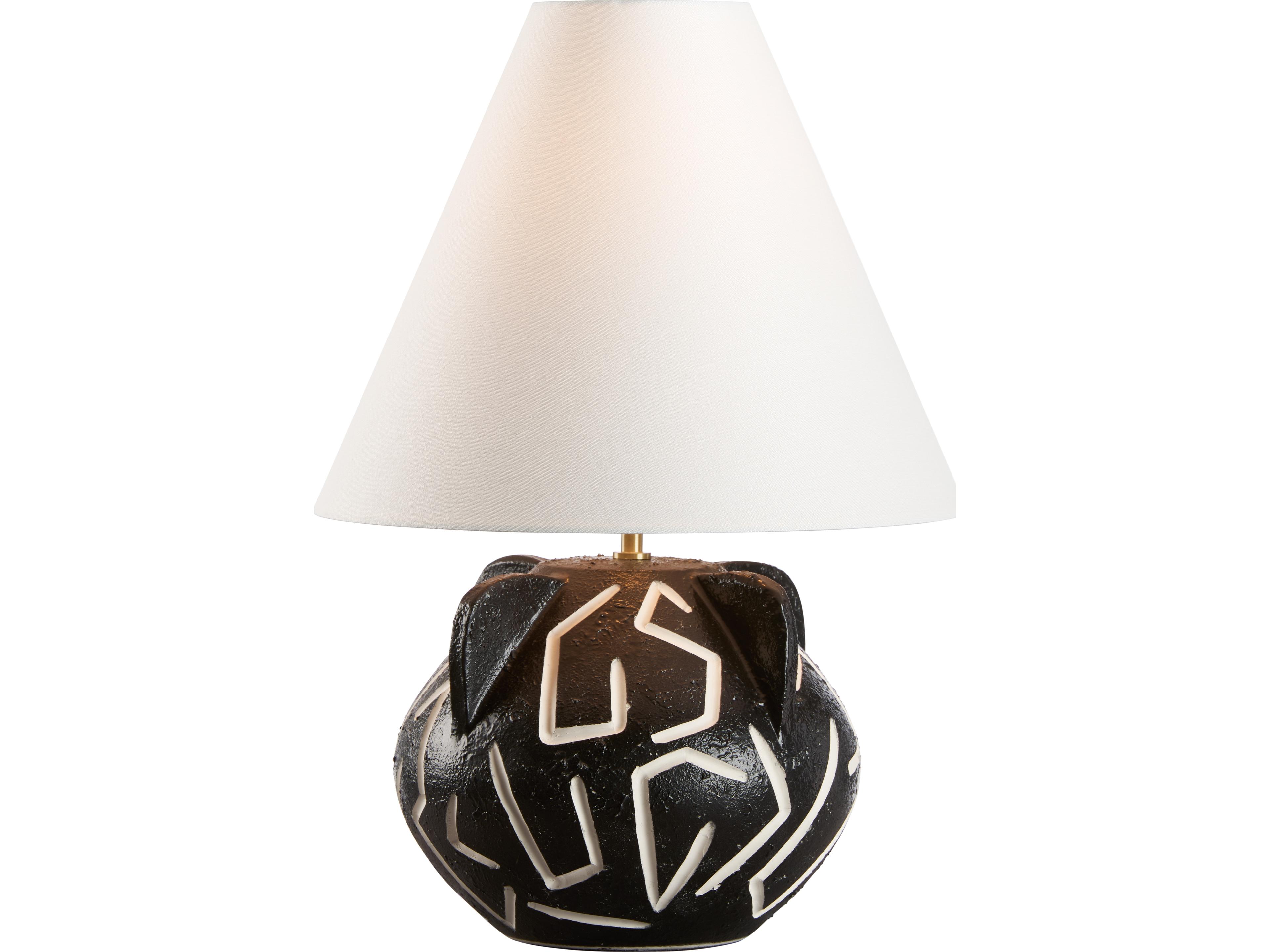 Rough Black Glaze With White Scratches Traditional Table Lamp