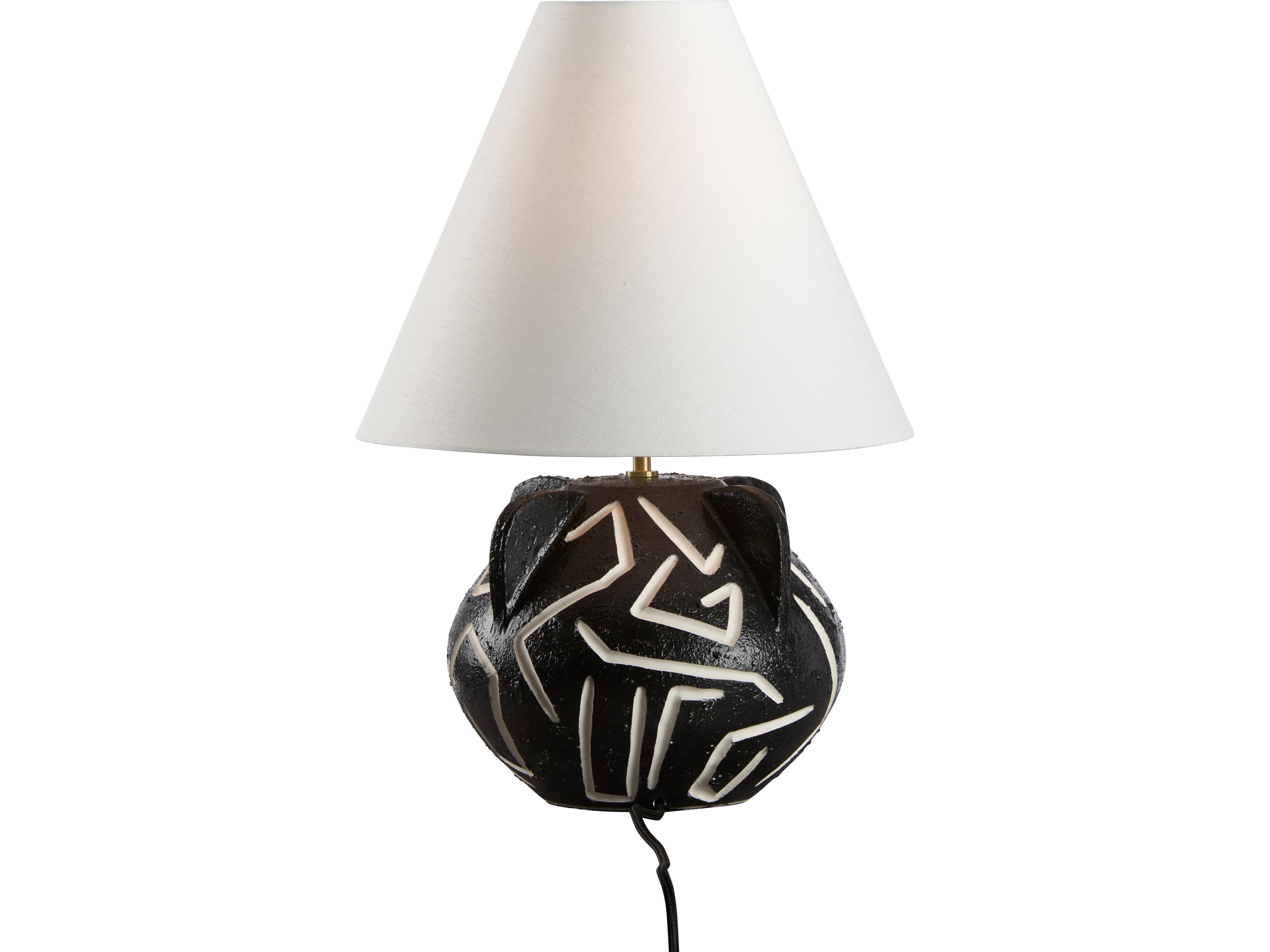 Wildwood Rough Black Glaze With White Scratches Traditional Table Lamp