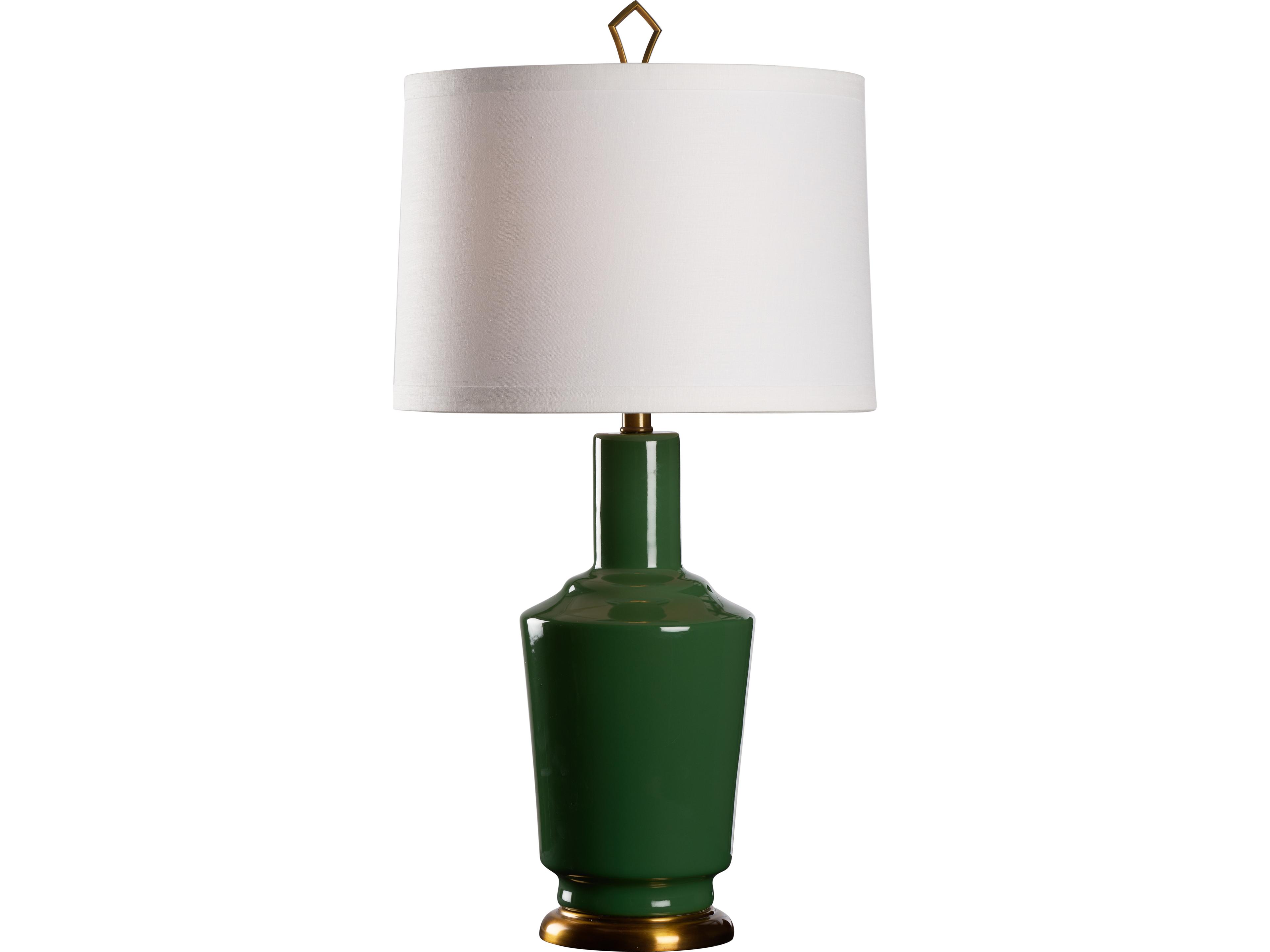 Forest Elf Green Antique Brass Table Lamp