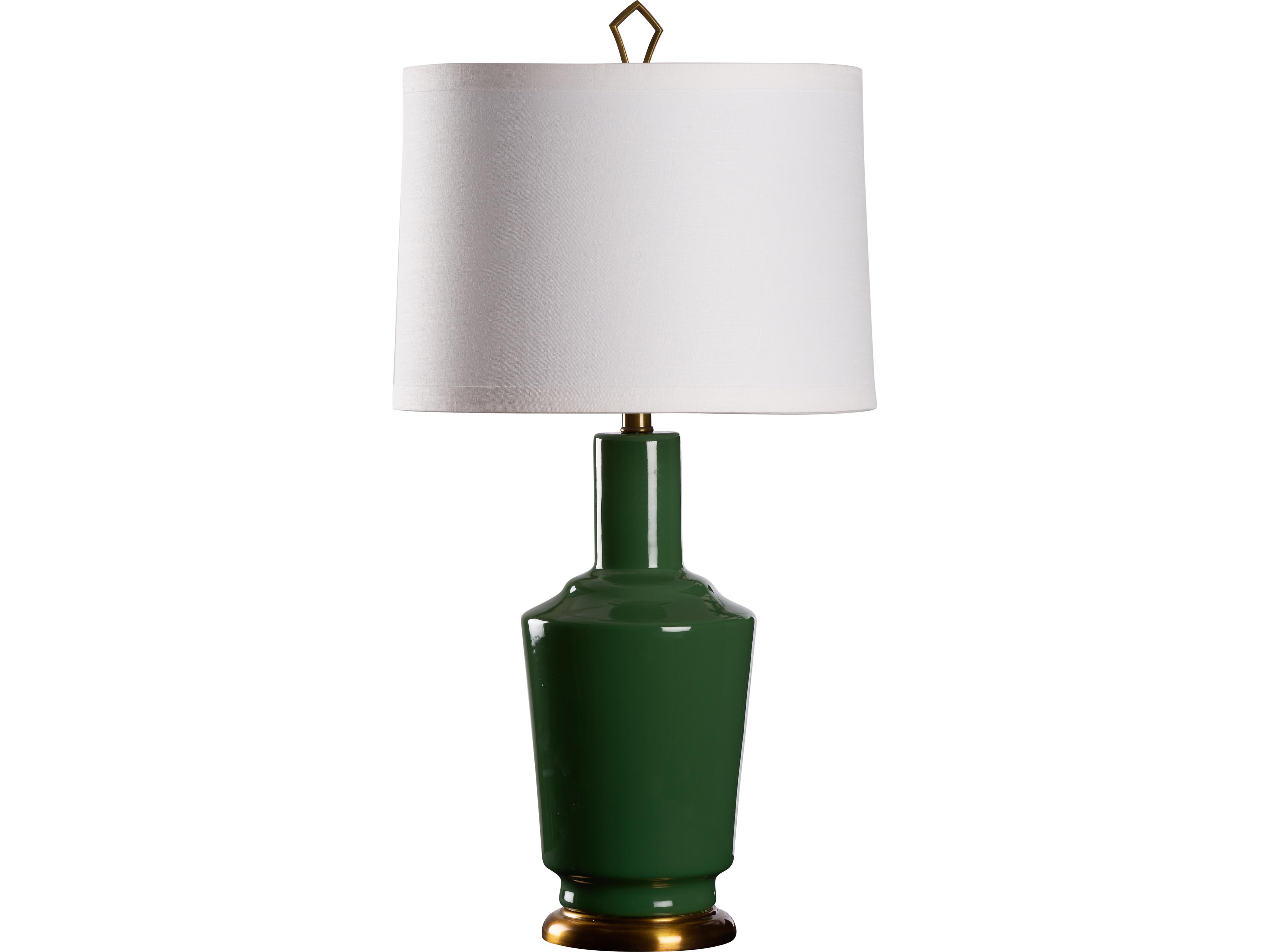 Wildwood Forest Elf Green Antique Brass Table Lamp