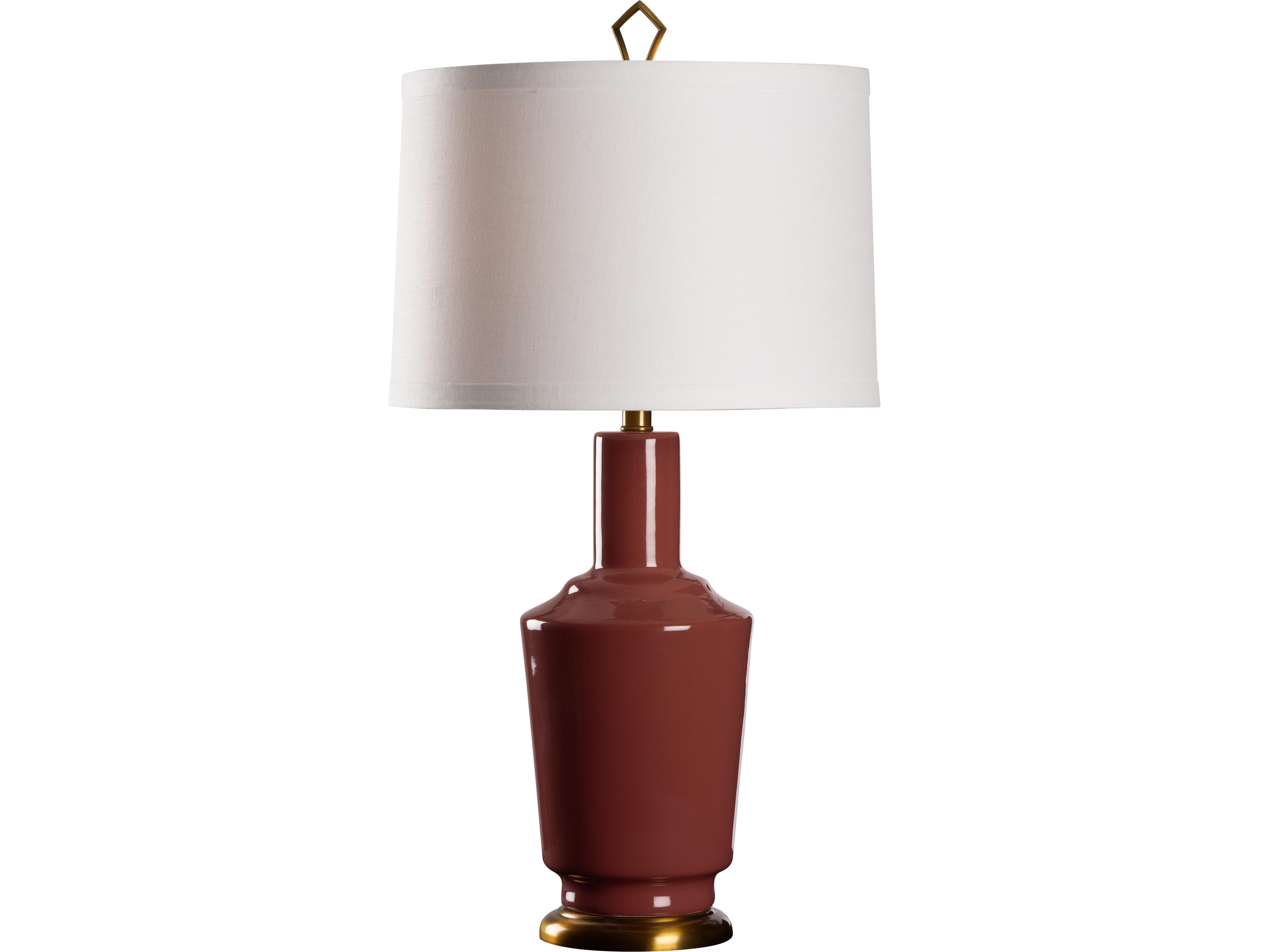 Aragon Antique Brass Red Table Lamp