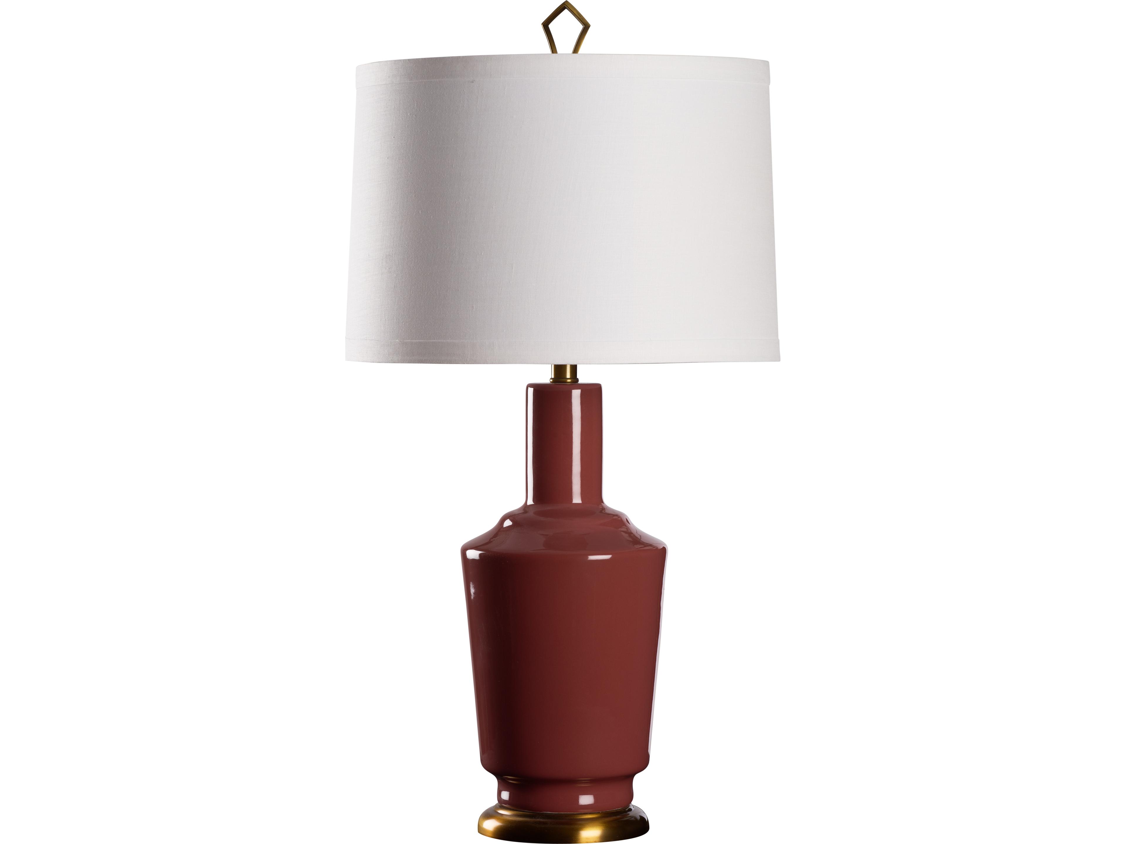 Wildwood Aragon Antique Brass Red Table Lamp