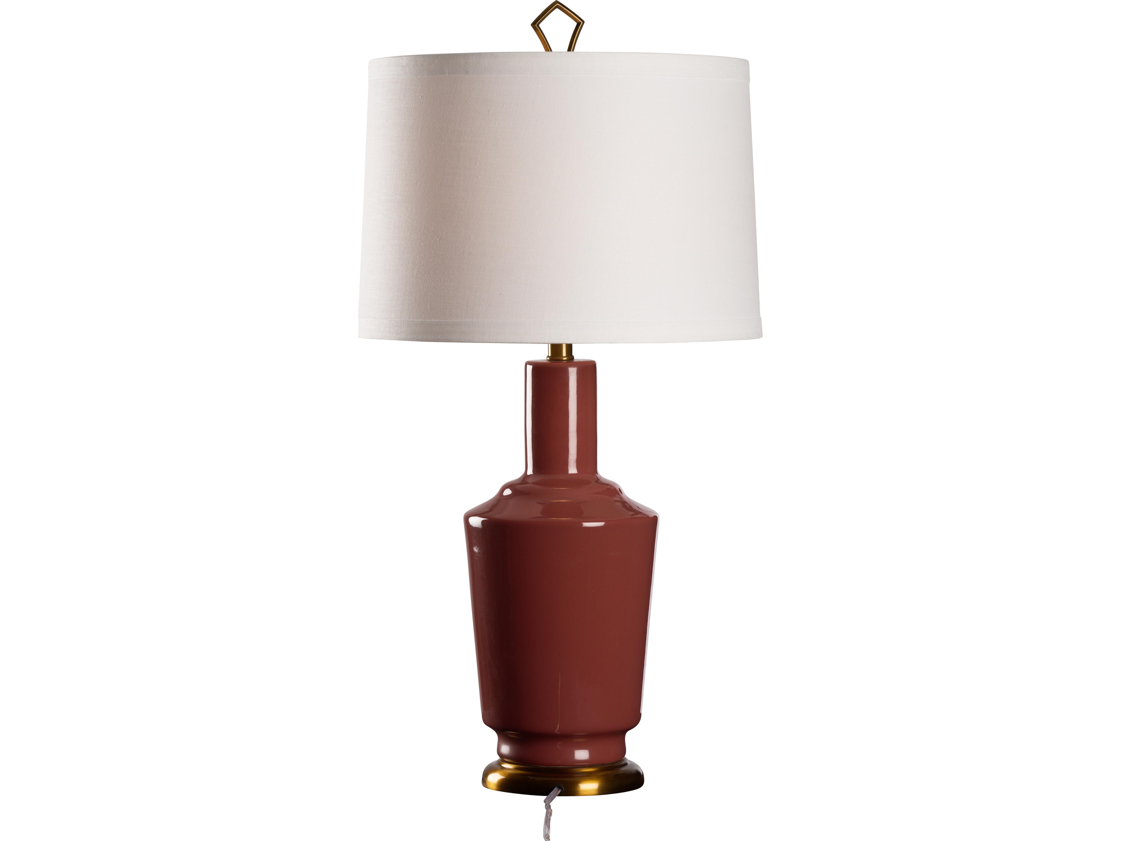 Wildwood Aragon Antique Brass Red Table Lamp