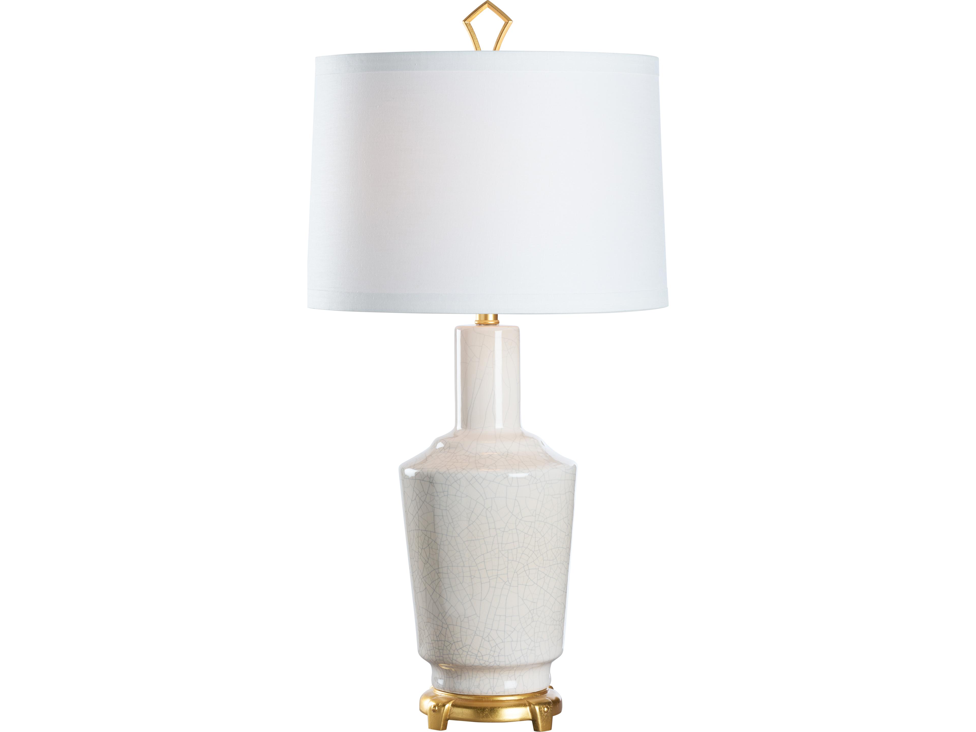 Wildwood Crackled Snow Glaze Antique Gold Leaf White Table Lamp