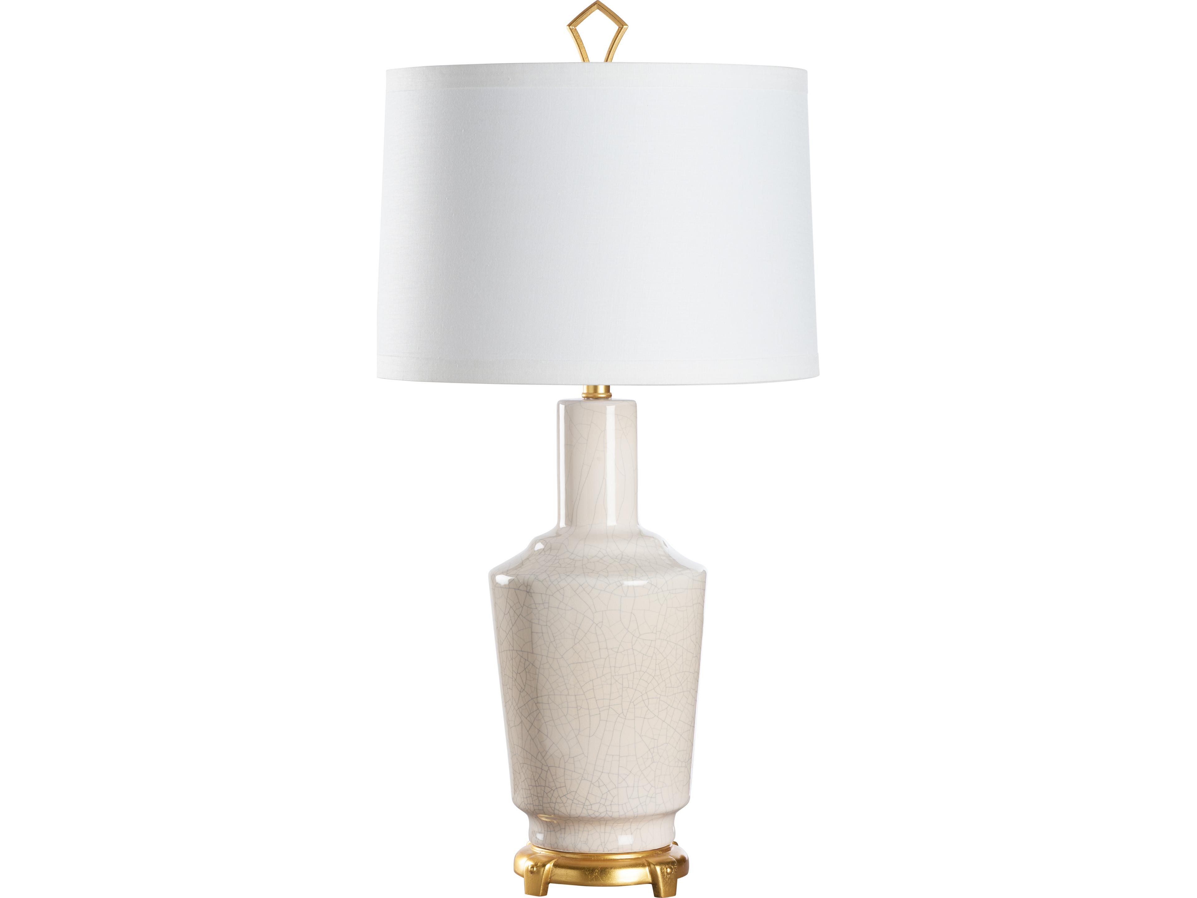Wildwood Crackled Snow Glaze Antique Gold Leaf White Table Lamp