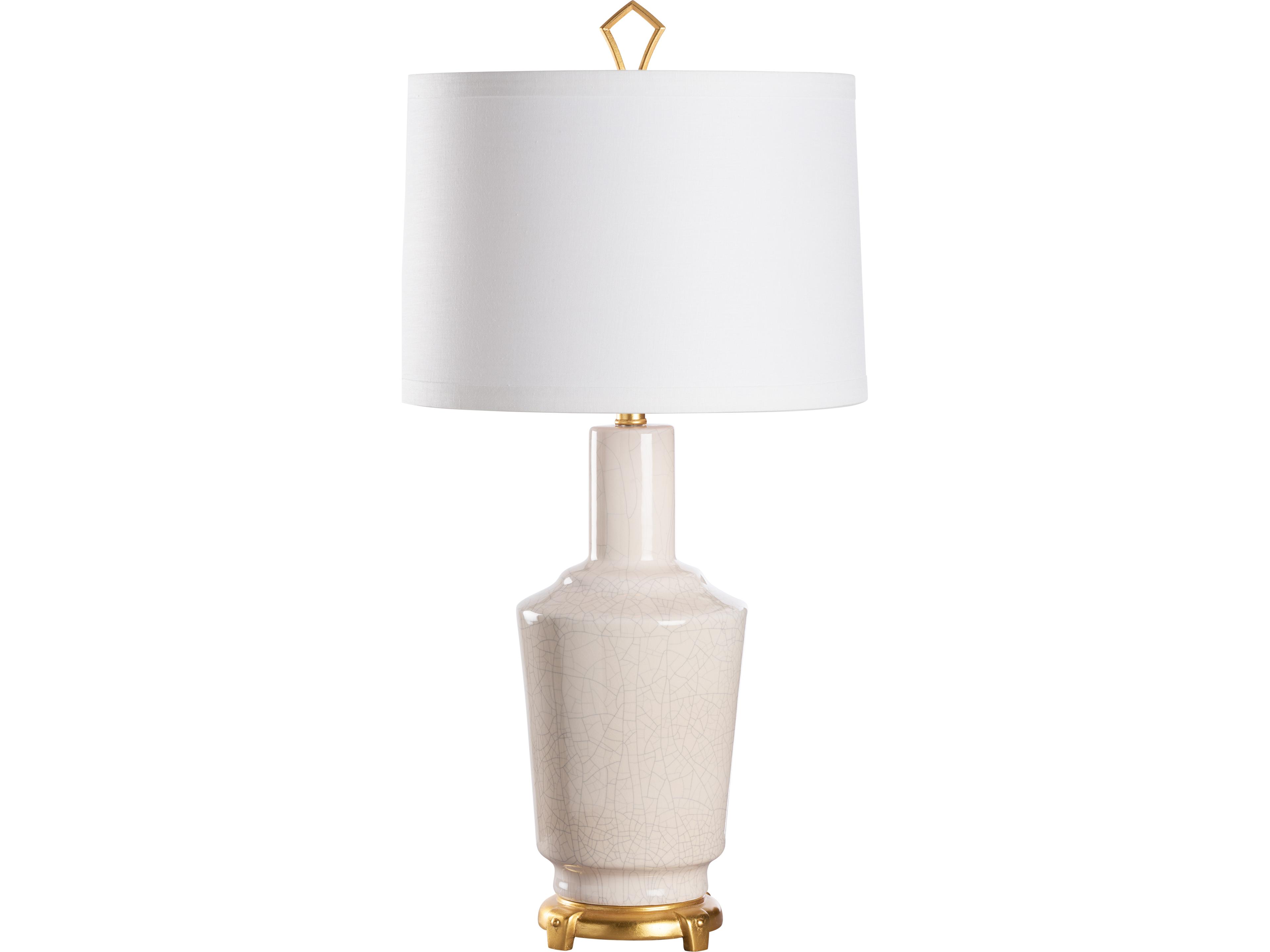 Wildwood Crackled Snow Glaze Antique Gold Leaf White Table Lamp
