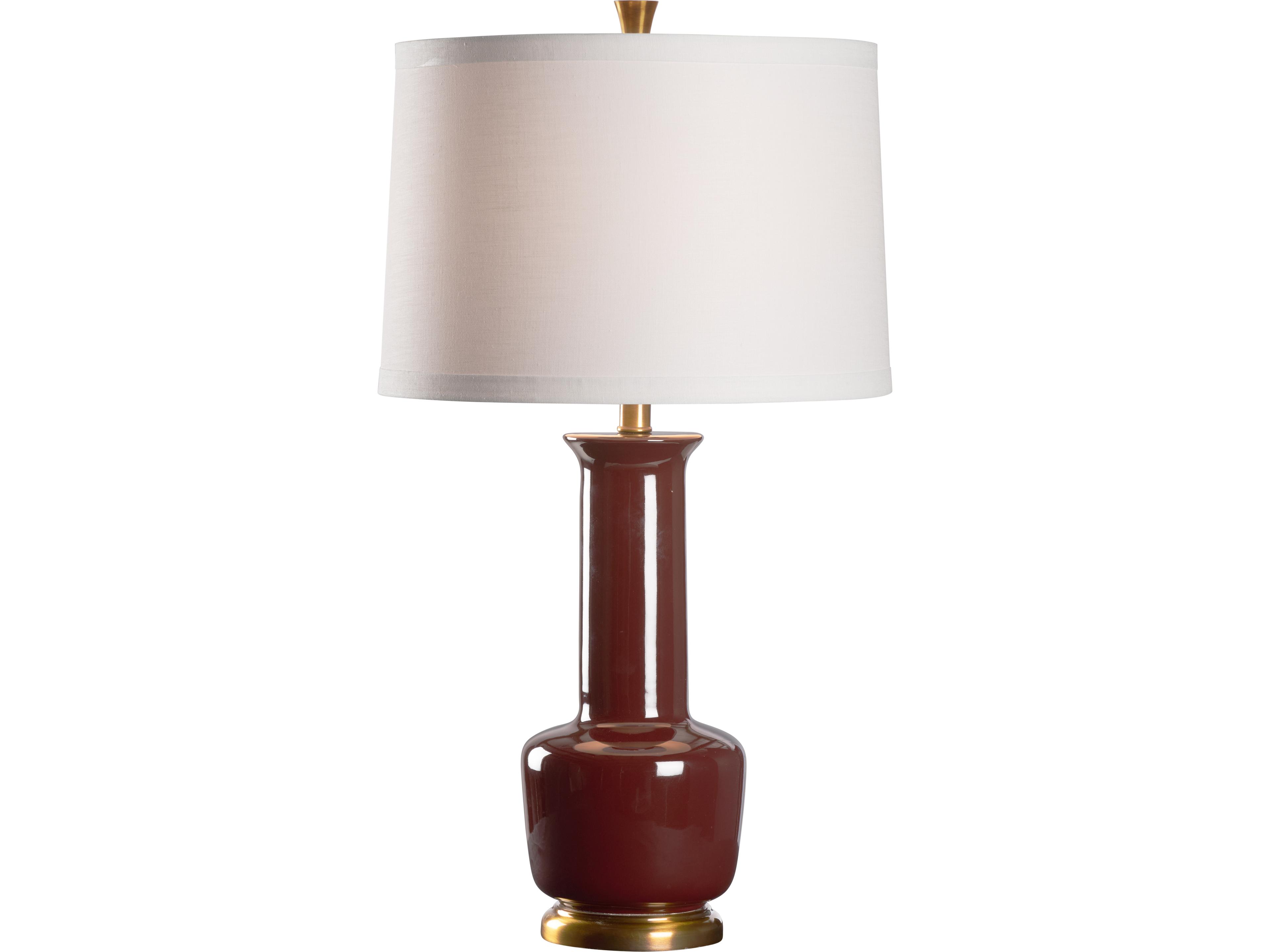 Aubergine Antique Brass Brown Table Lamp