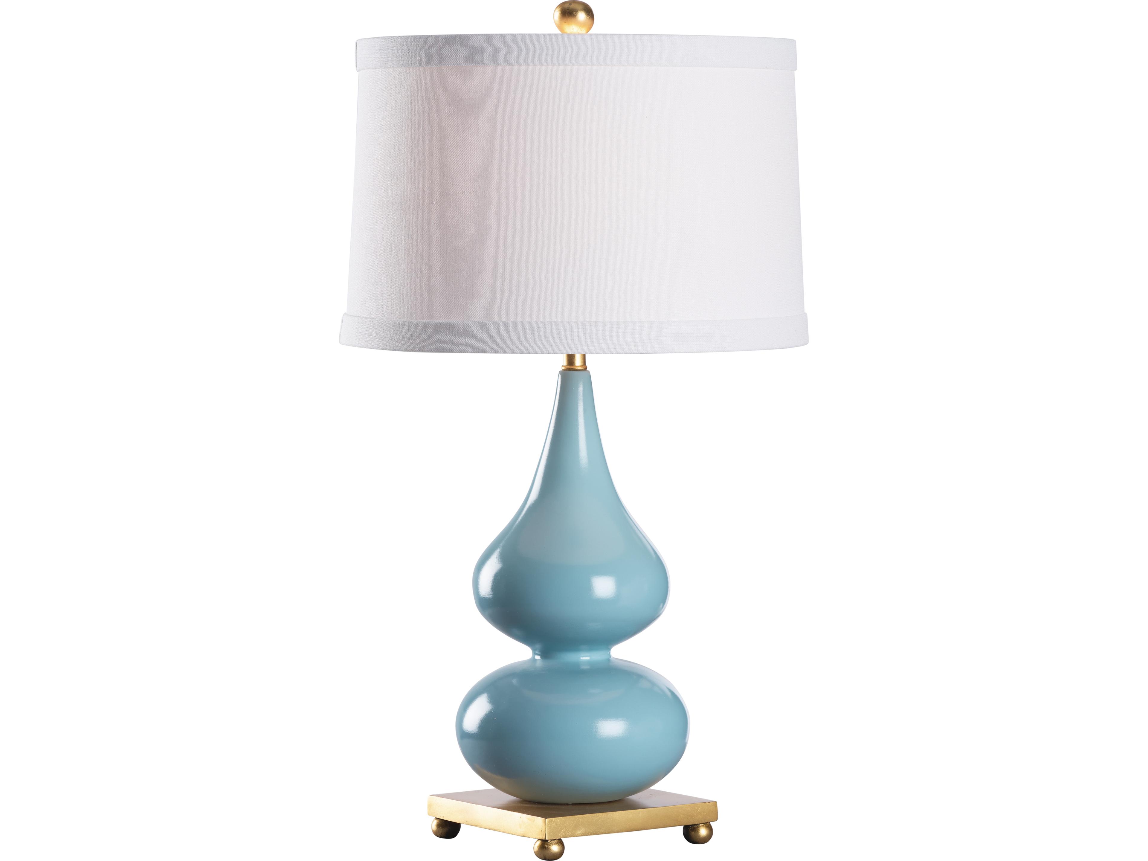 Sky Blue Gold Leaf Table Lamp