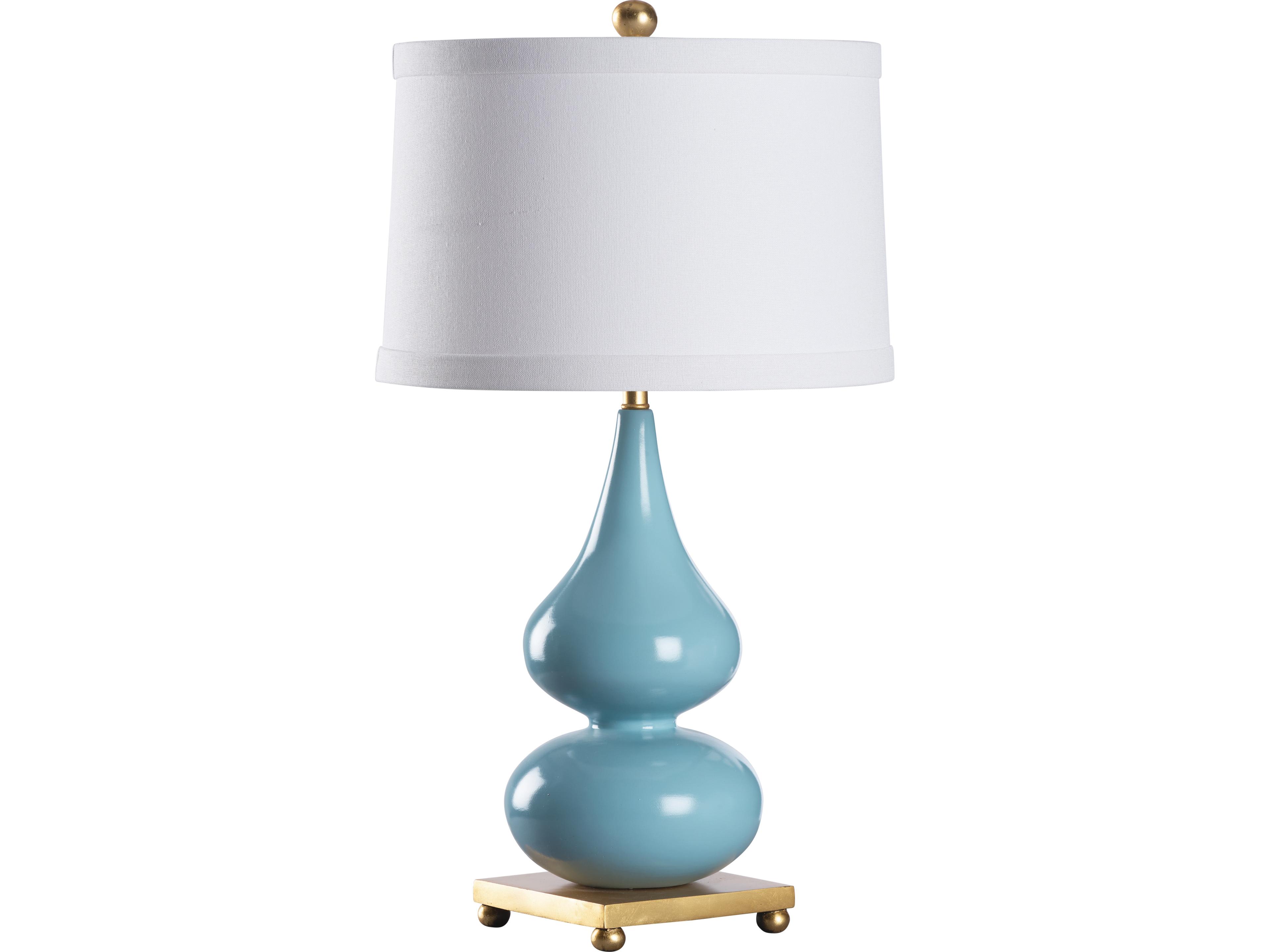 Wildwood Sky Blue Gold Leaf Table Lamp
