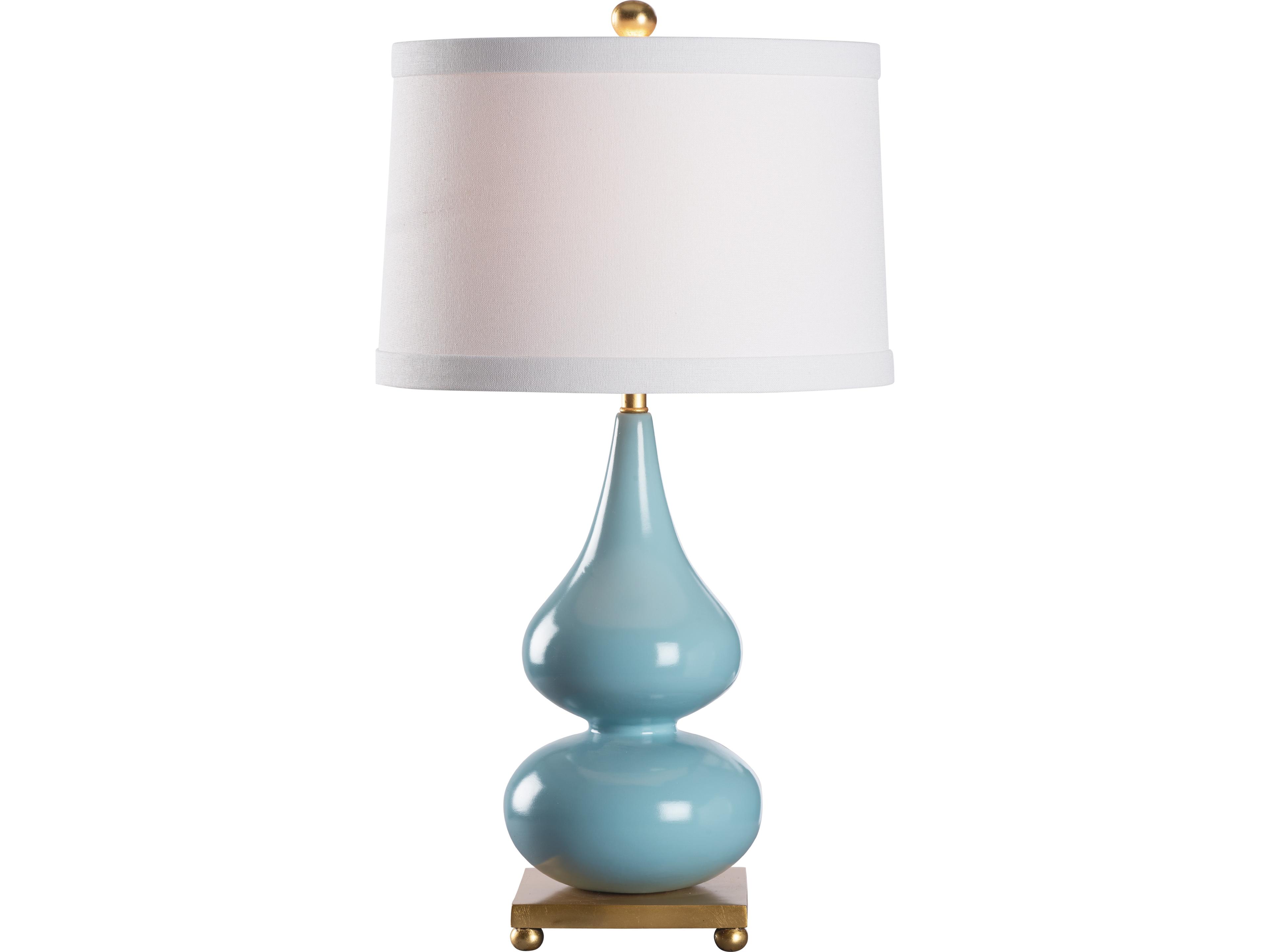 Wildwood Sky Blue Gold Leaf Table Lamp