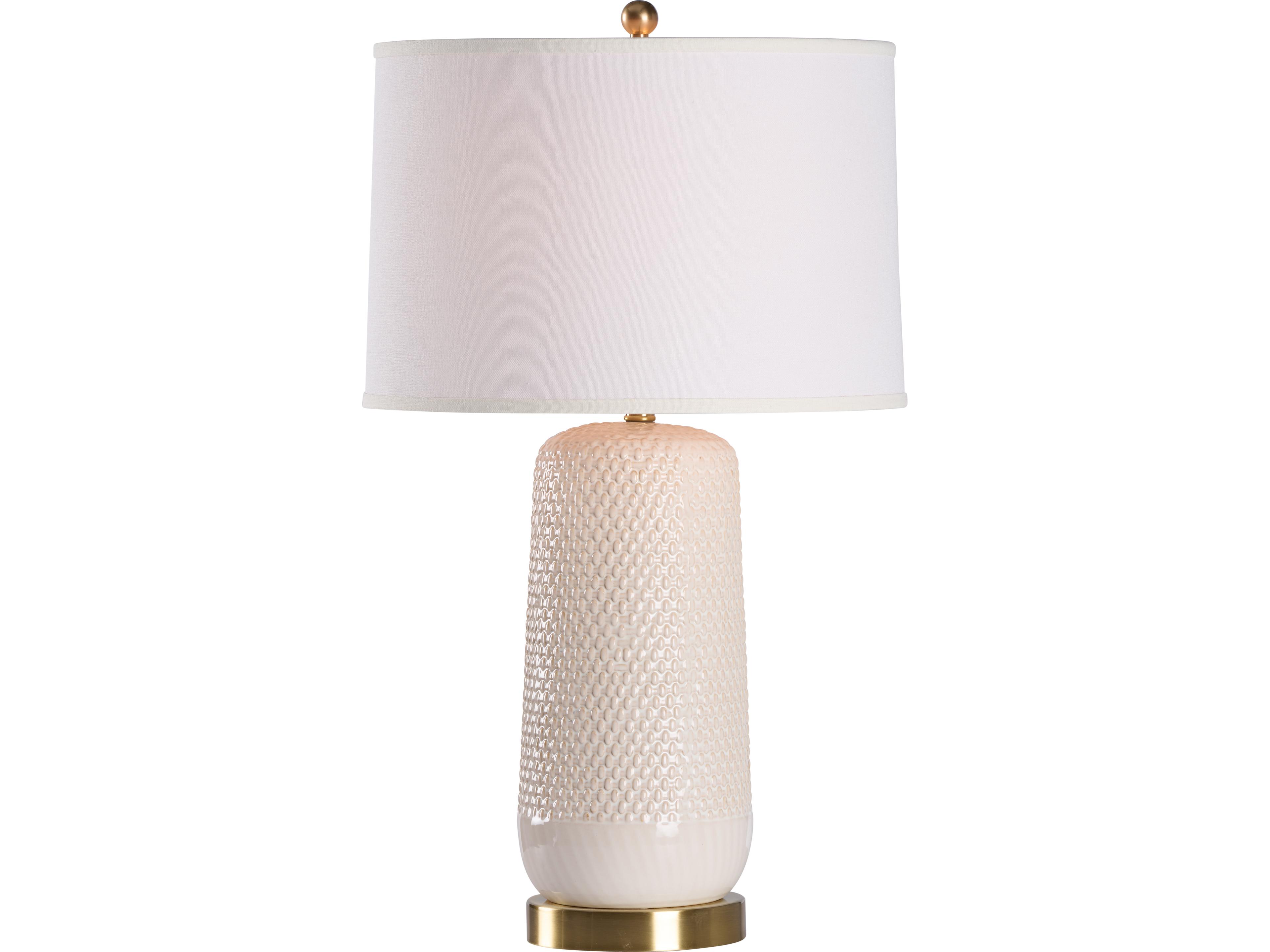 Cream Antique Brass White Table Lamp