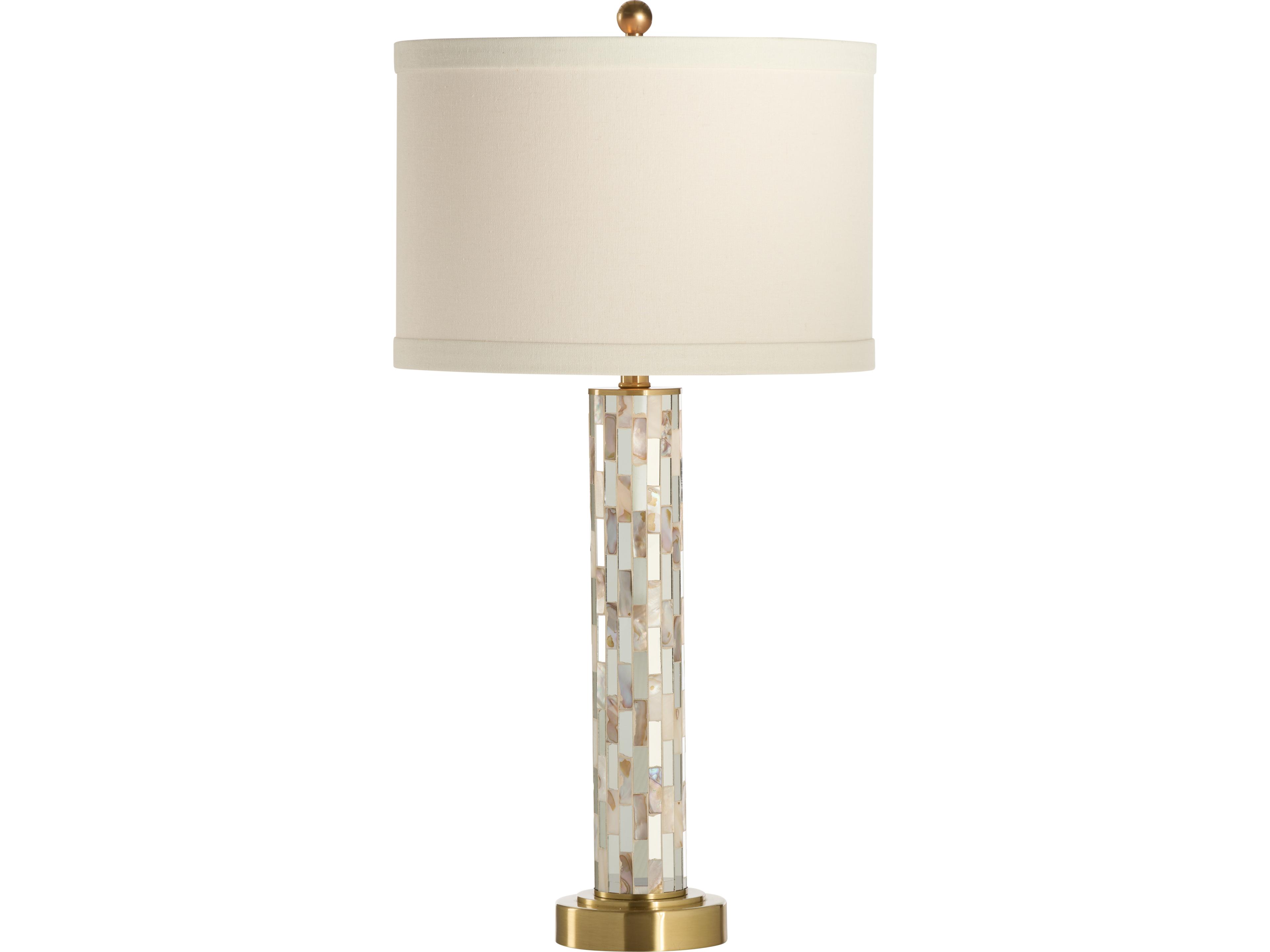 Natural Brown Cream Antique Brass Buffet Lamp