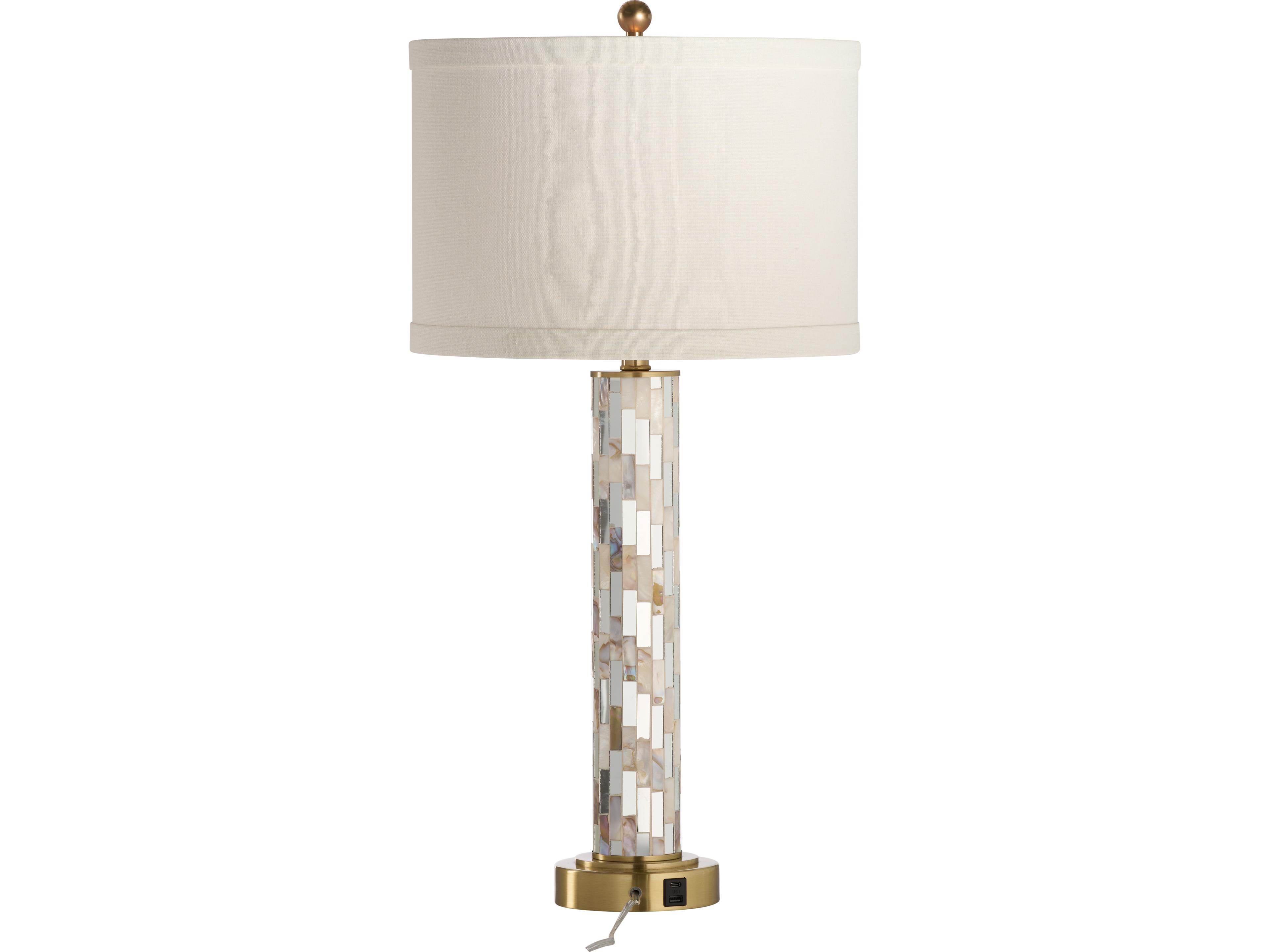 Wildwood Natural Brown Cream Antique Brass Buffet Lamp