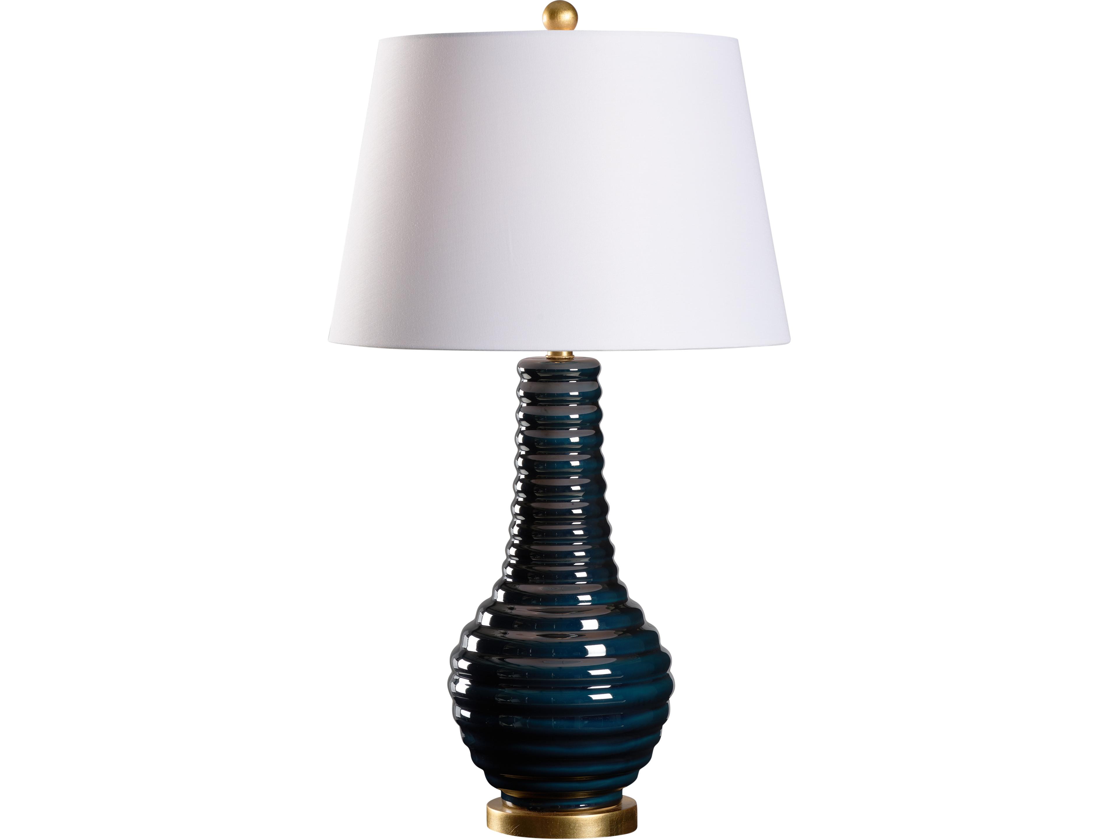 Wildwood Blue Glaze Antique Gold Leaf Buffet Lamp