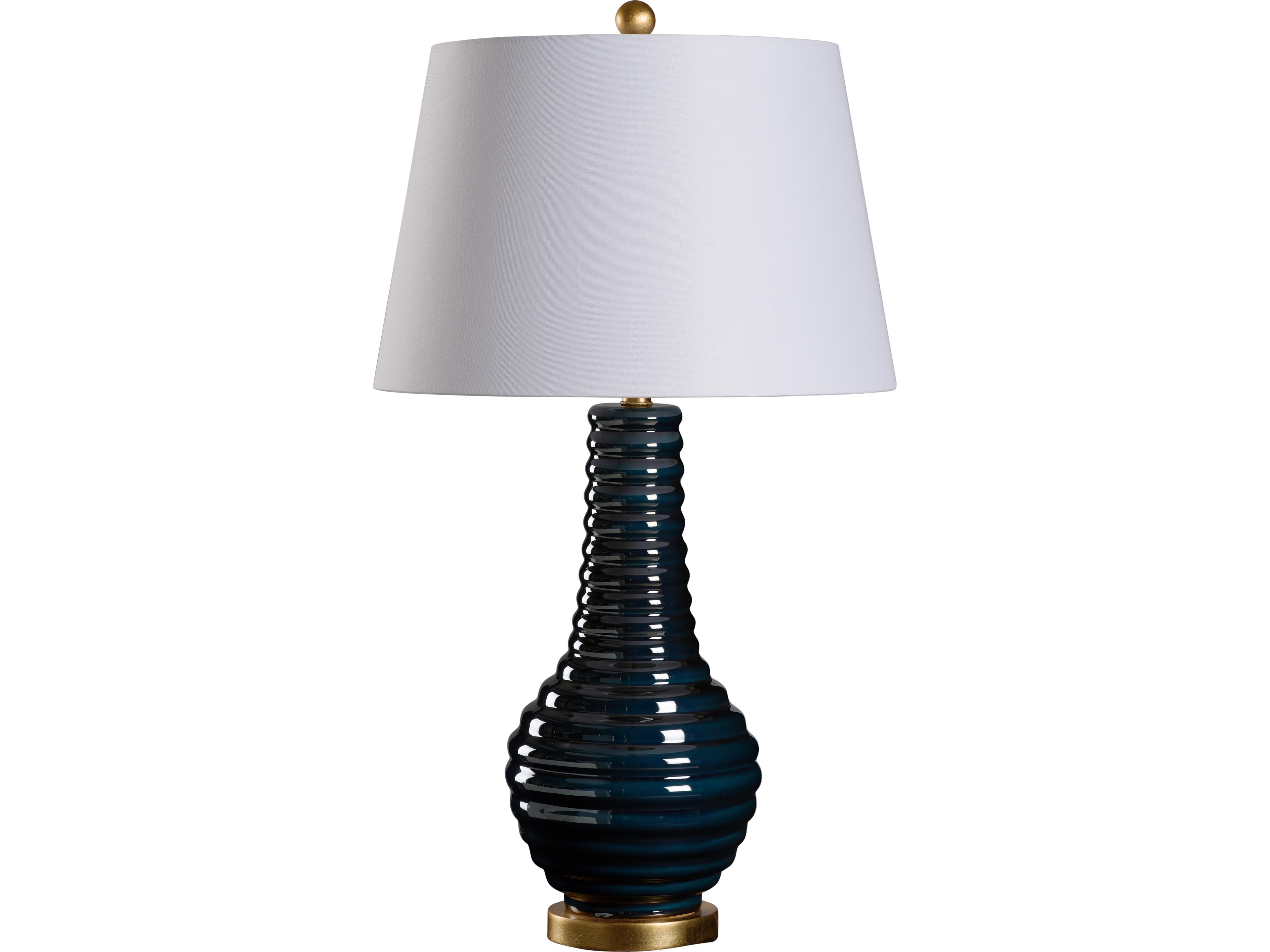 Wildwood Blue Glaze Antique Gold Leaf Buffet Lamp