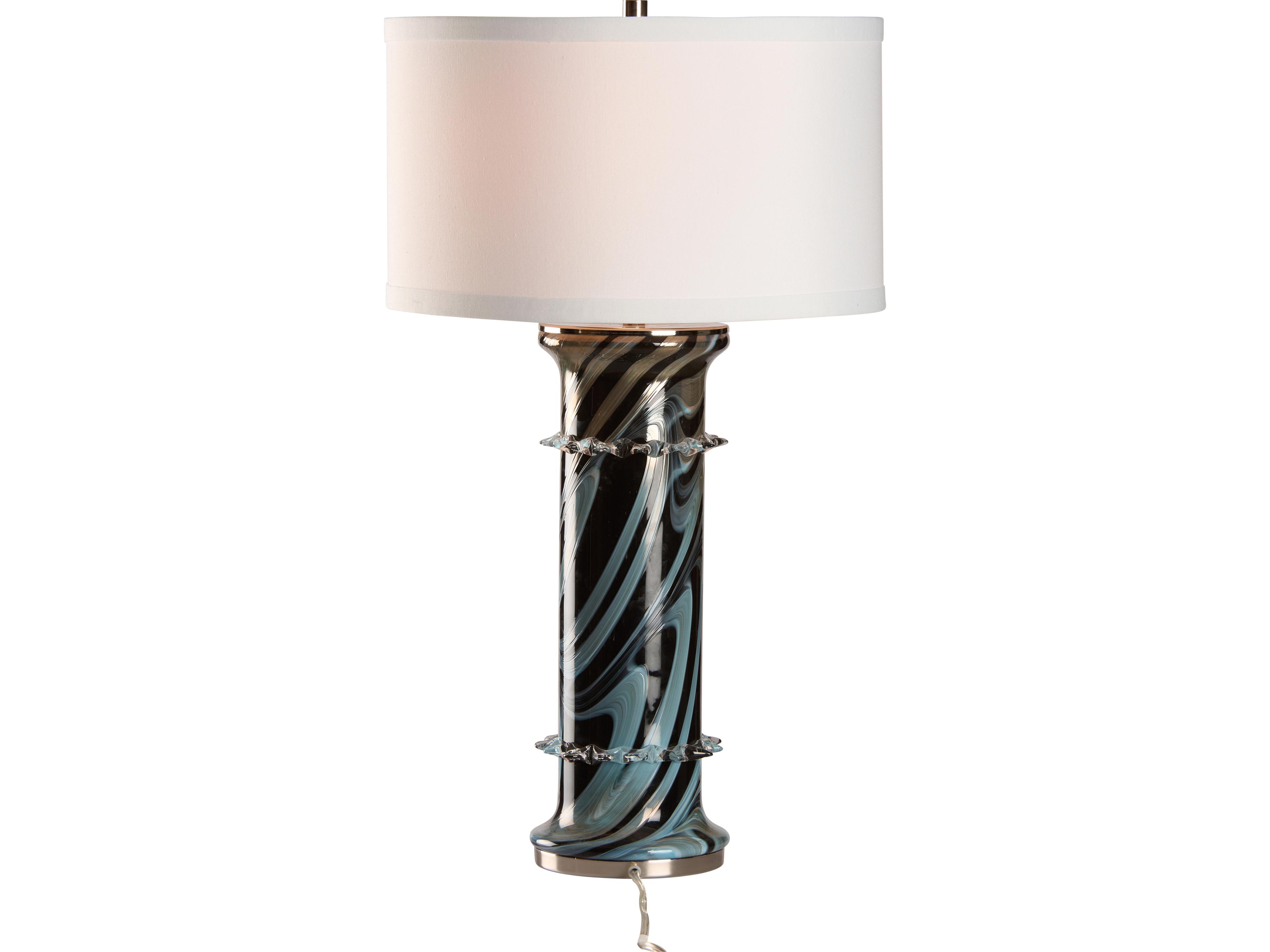 Wildwood Blue Black Swirl Polished Nickel Buffet Lamp