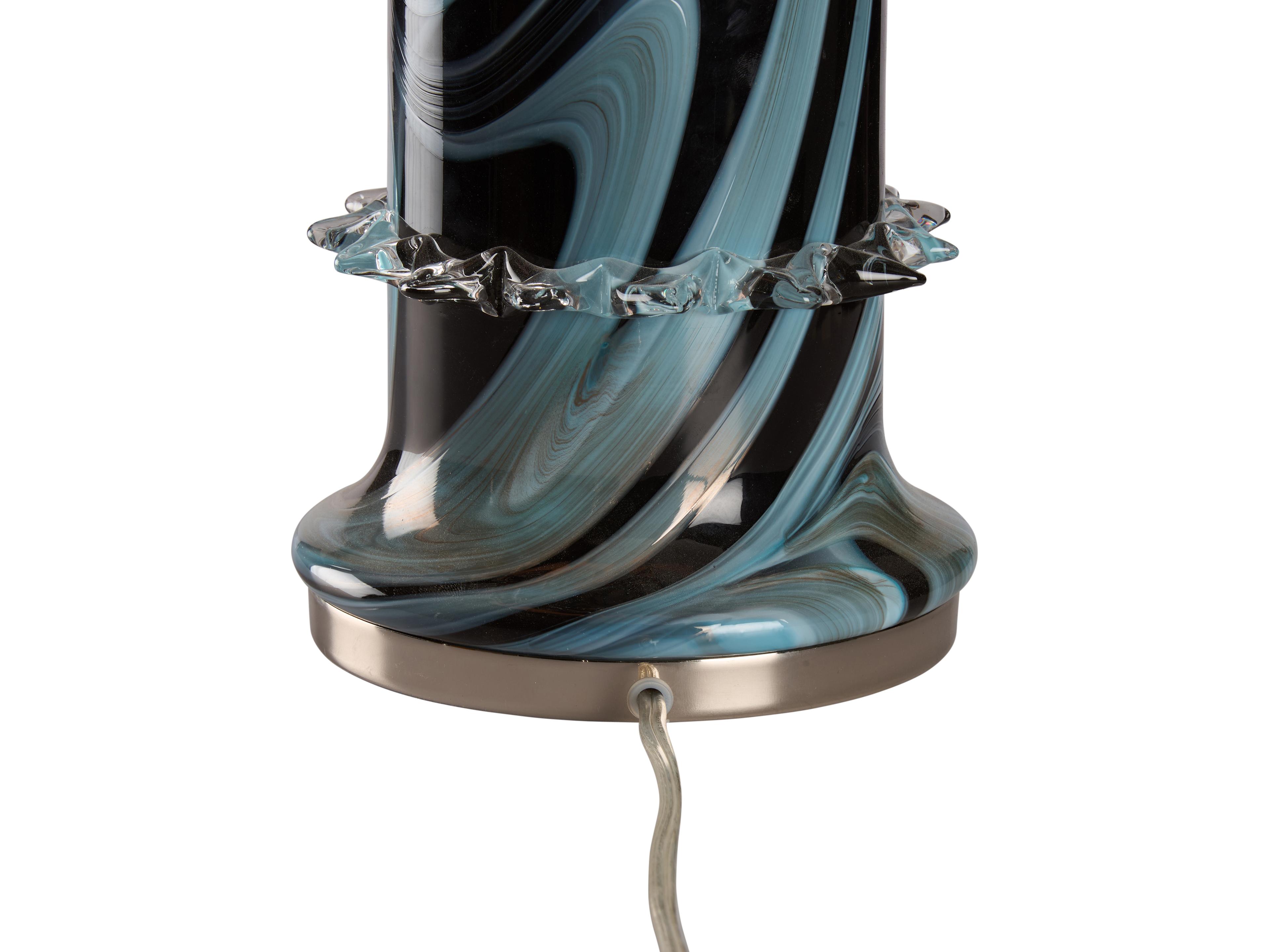 Wildwood Blue Black Swirl Polished Nickel Buffet Lamp