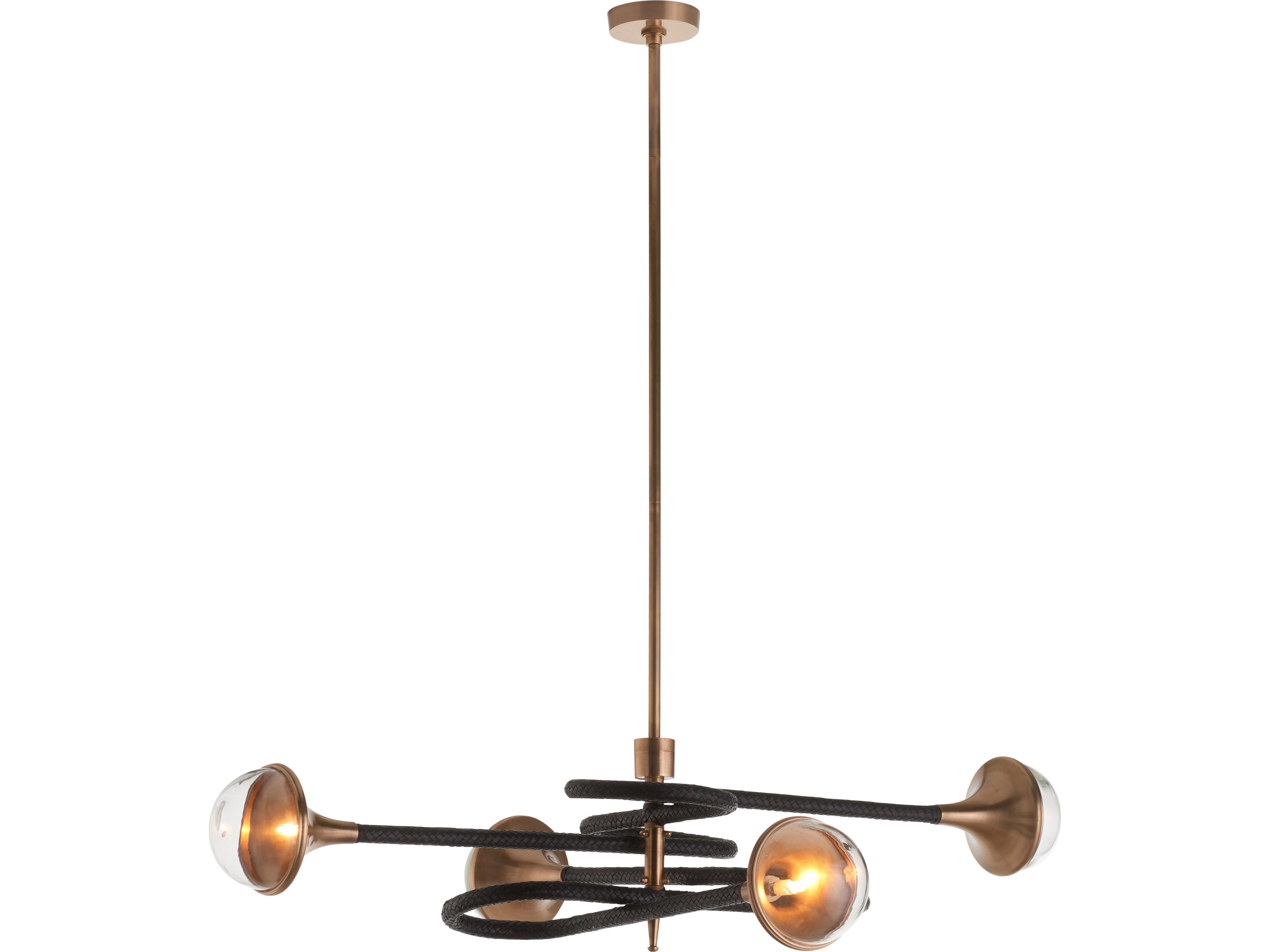 4-Light Black Antique Brass Clear Chandelier