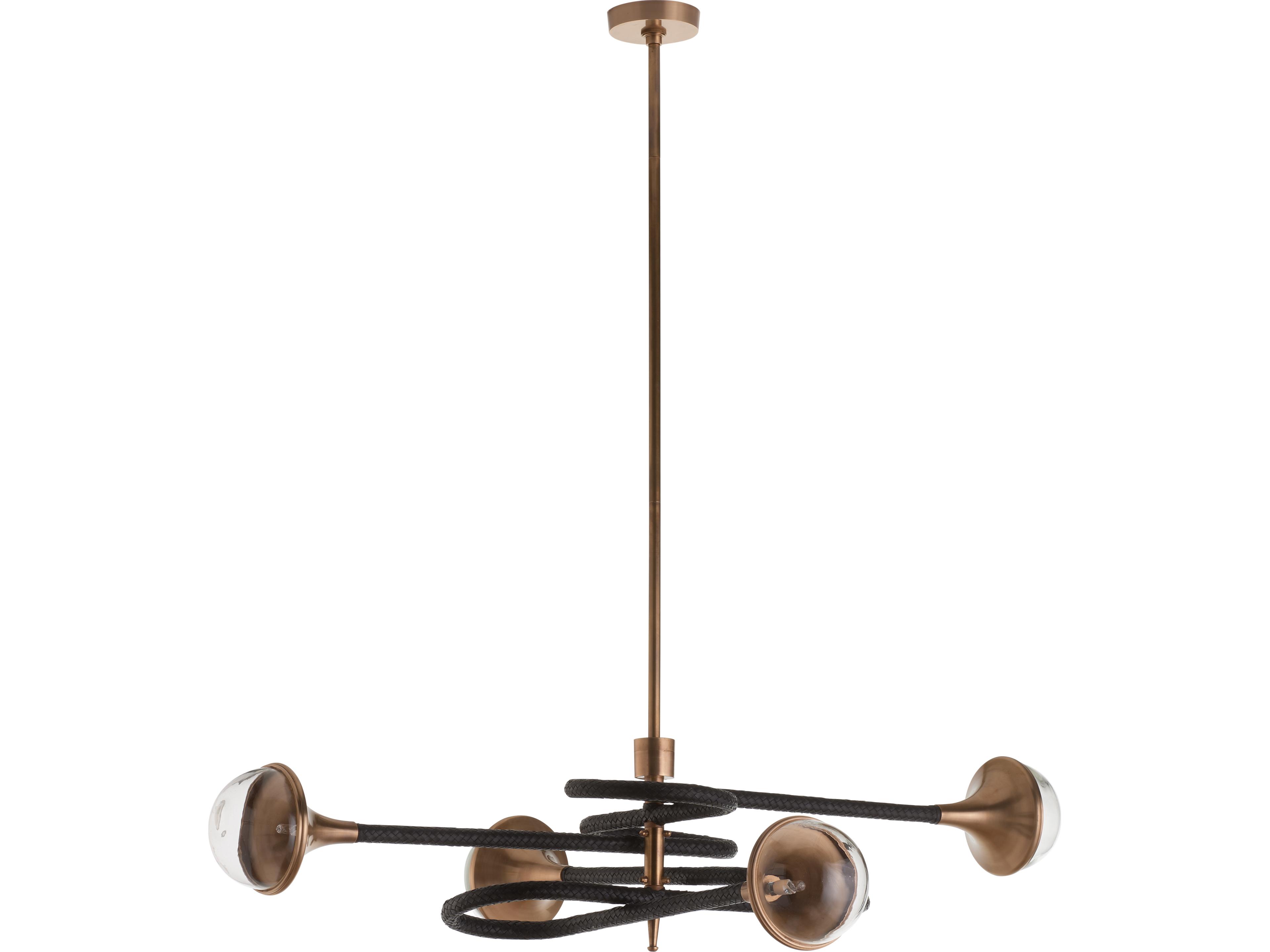 Wildwood 4-Light Black Antique Brass Clear Chandelier