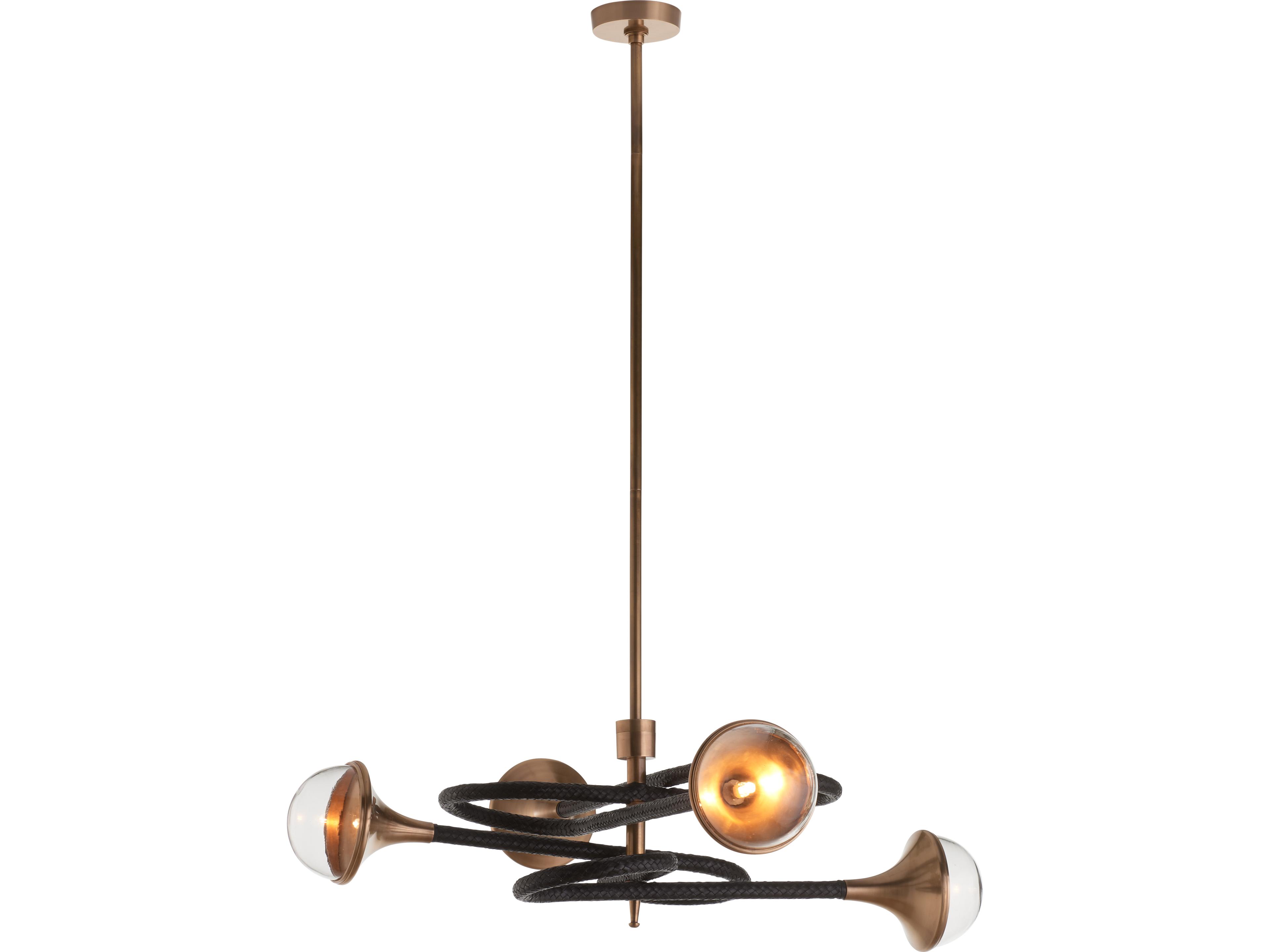 Wildwood 4-Light Black Antique Brass Clear Chandelier