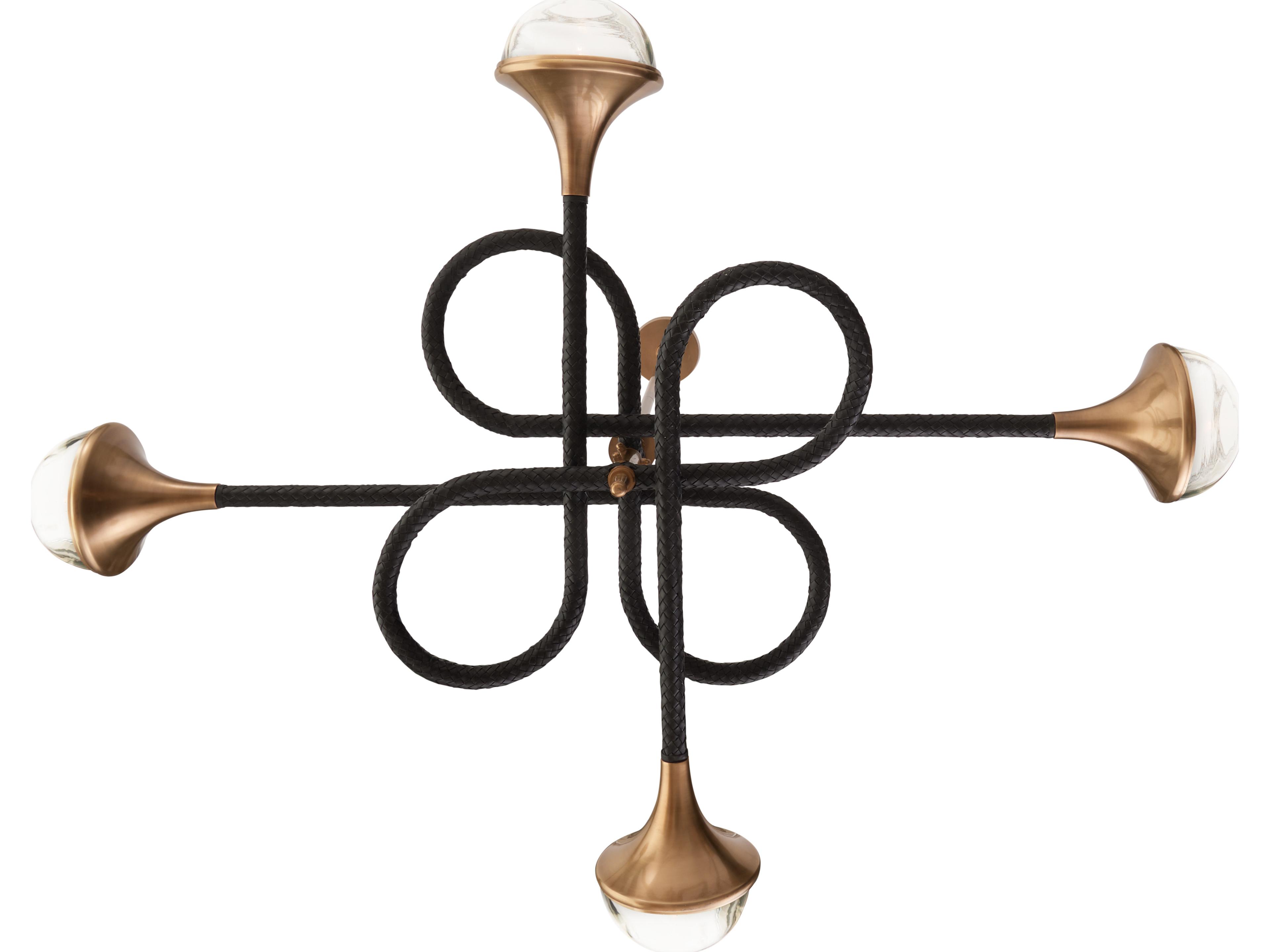 Wildwood 4-Light Black Antique Brass Clear Chandelier